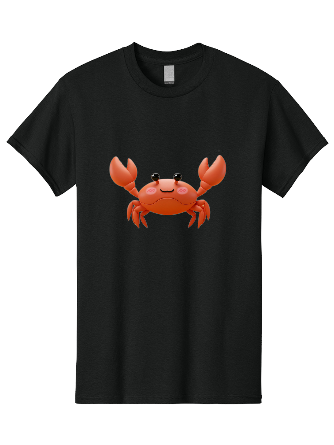 Crab-Emoji Men'S Graphic Tee, 100% Cotton, Comfortable Casual Summer Wear, Machine Washable, Cartoon Crab, Red Crustacean, Smiling Face, Black Eyes, Raised Claws, Cute Emoji, Playful Expression, Digital Illustration, 3D Character Bae161