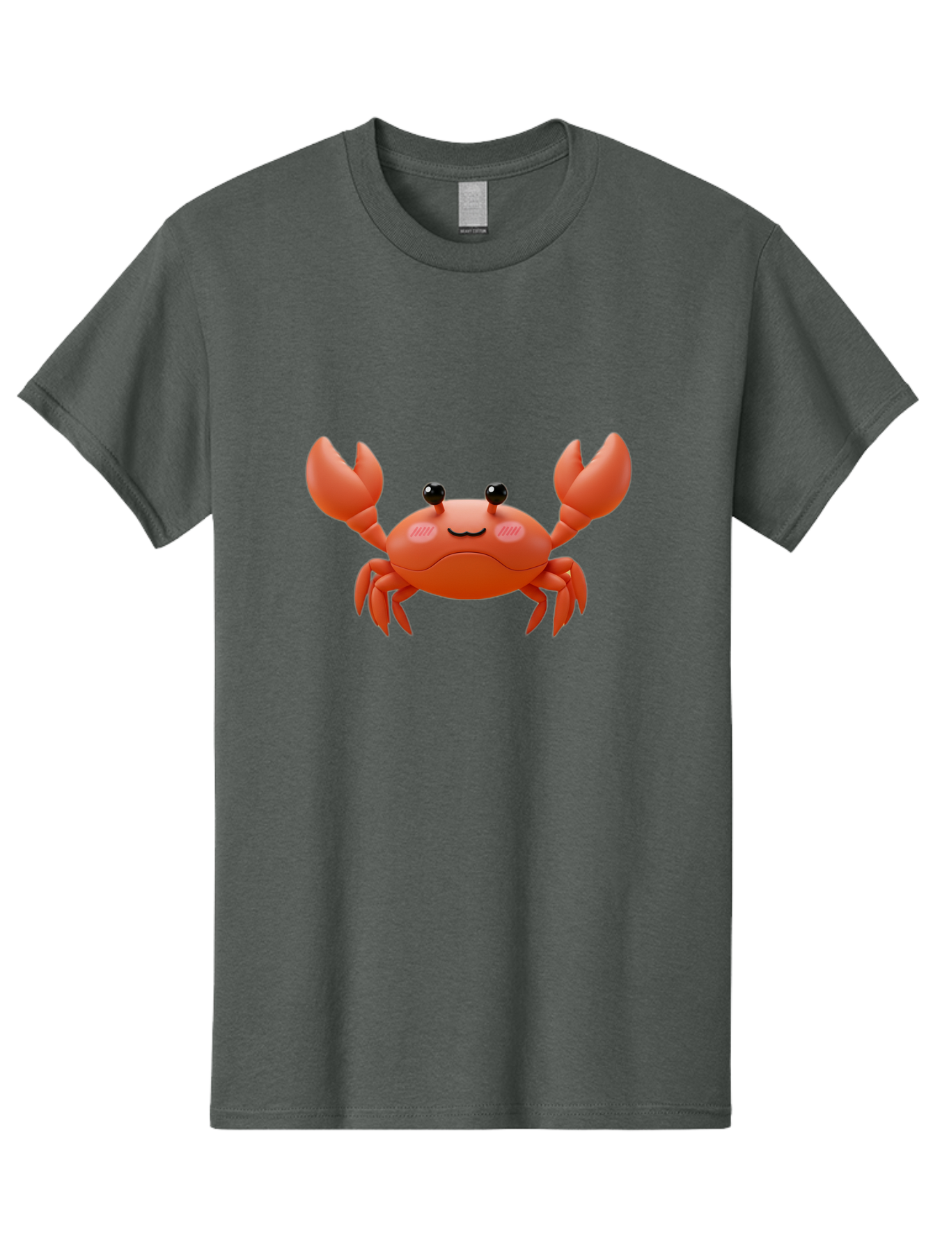Crab-Emoji Men'S Graphic Tee, 100% Cotton, Comfortable Casual Summer Wear, Machine Washable, Cartoon Crab, Red Crustacean, Smiling Face, Black Eyes, Raised Claws, Cute Emoji, Playful Expression, Digital Illustration, 3D Character Bae161