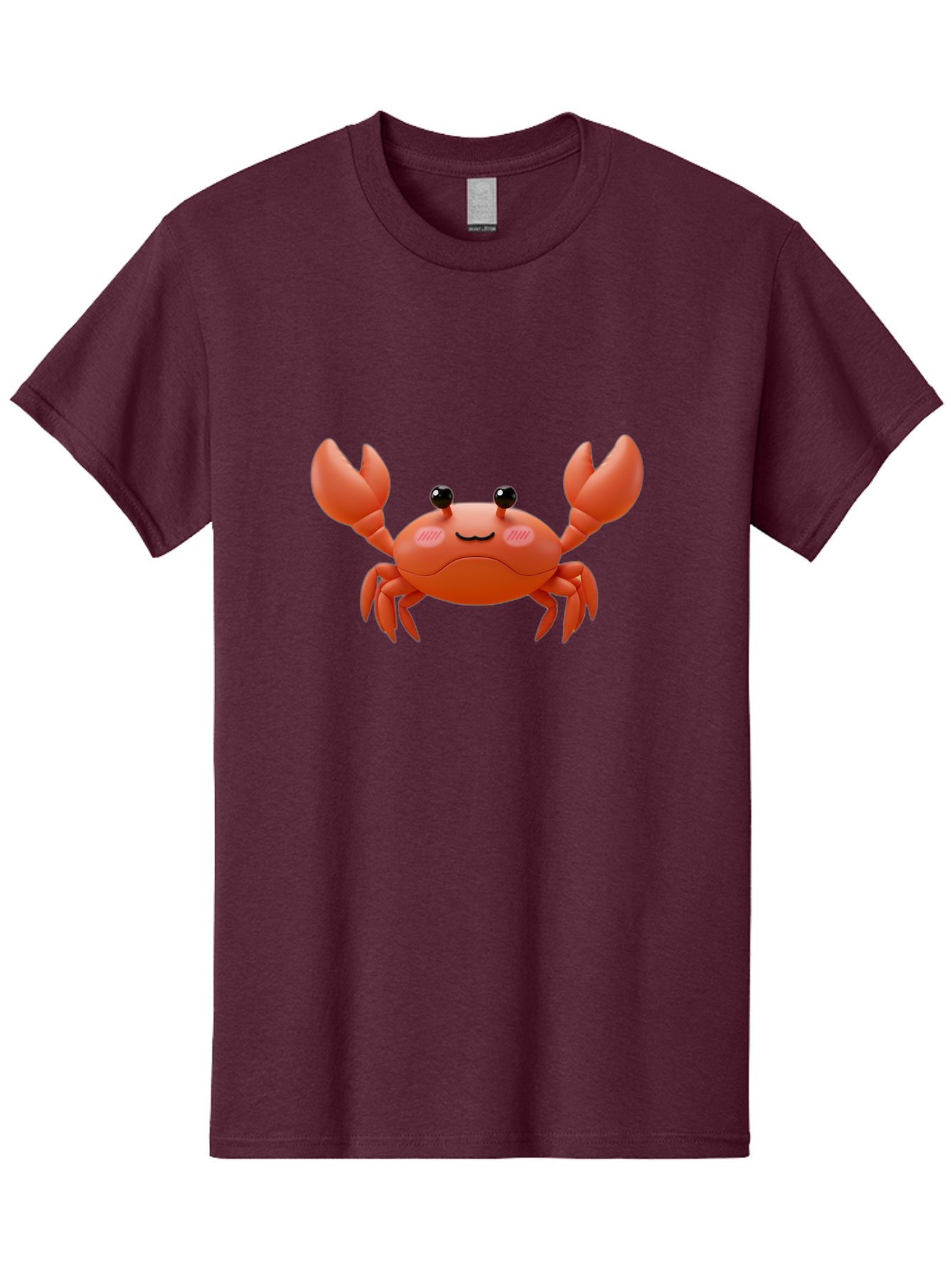 Crab-Emoji Men'S Graphic Tee, 100% Cotton, Comfortable Casual Summer Wear, Machine Washable, Cartoon Crab, Red Crustacean, Smiling Face, Black Eyes, Raised Claws, Cute Emoji, Playful Expression, Digital Illustration, 3D Character Bae161