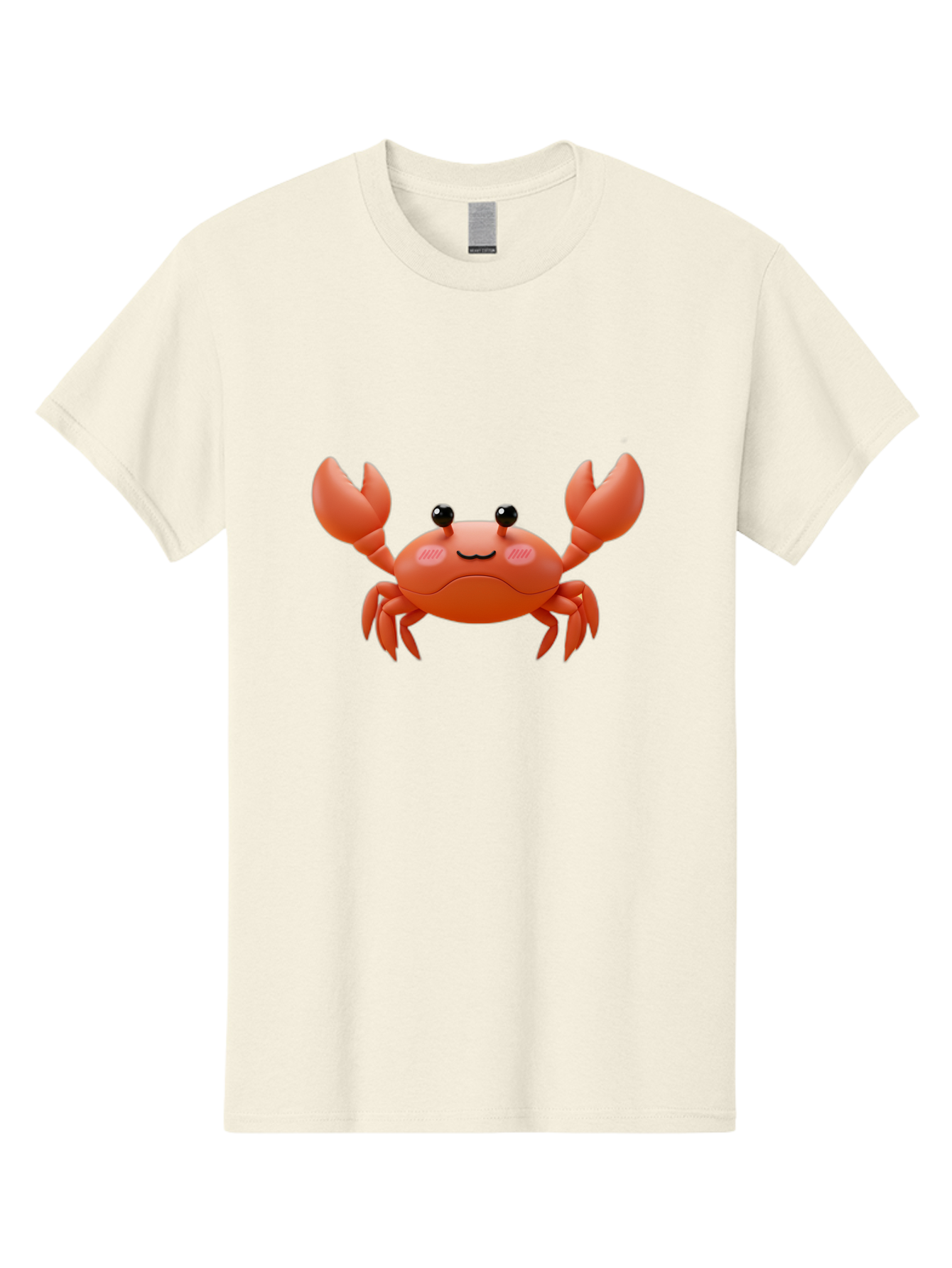 Crab-Emoji Men'S Graphic Tee, 100% Cotton, Comfortable Casual Summer Wear, Machine Washable, Cartoon Crab, Red Crustacean, Smiling Face, Black Eyes, Raised Claws, Cute Emoji, Playful Expression, Digital Illustration, 3D Character Bae161