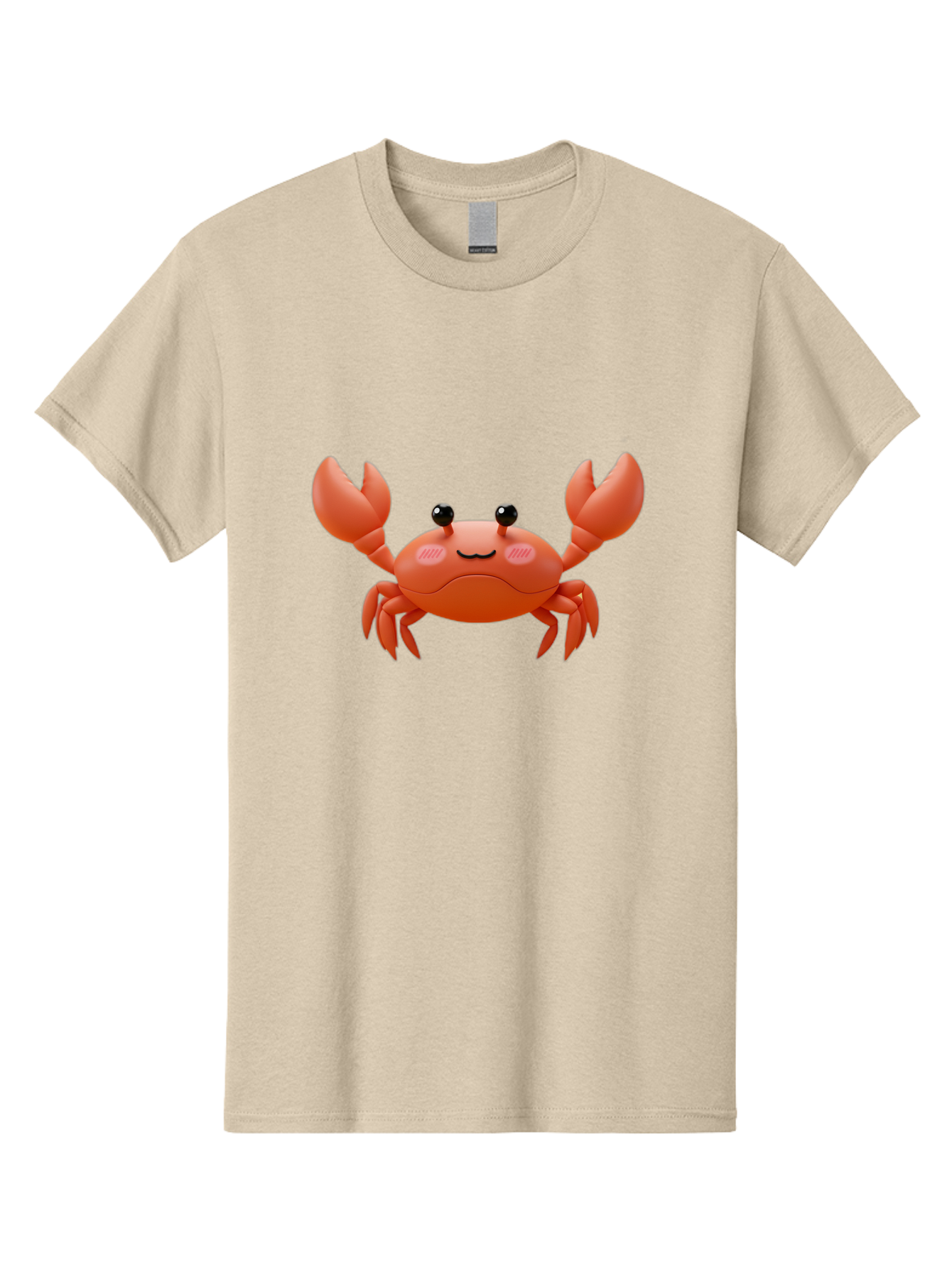 Crab-Emoji Men'S Graphic Tee, 100% Cotton, Comfortable Casual Summer Wear, Machine Washable, Cartoon Crab, Red Crustacean, Smiling Face, Black Eyes, Raised Claws, Cute Emoji, Playful Expression, Digital Illustration, 3D Character Bae161