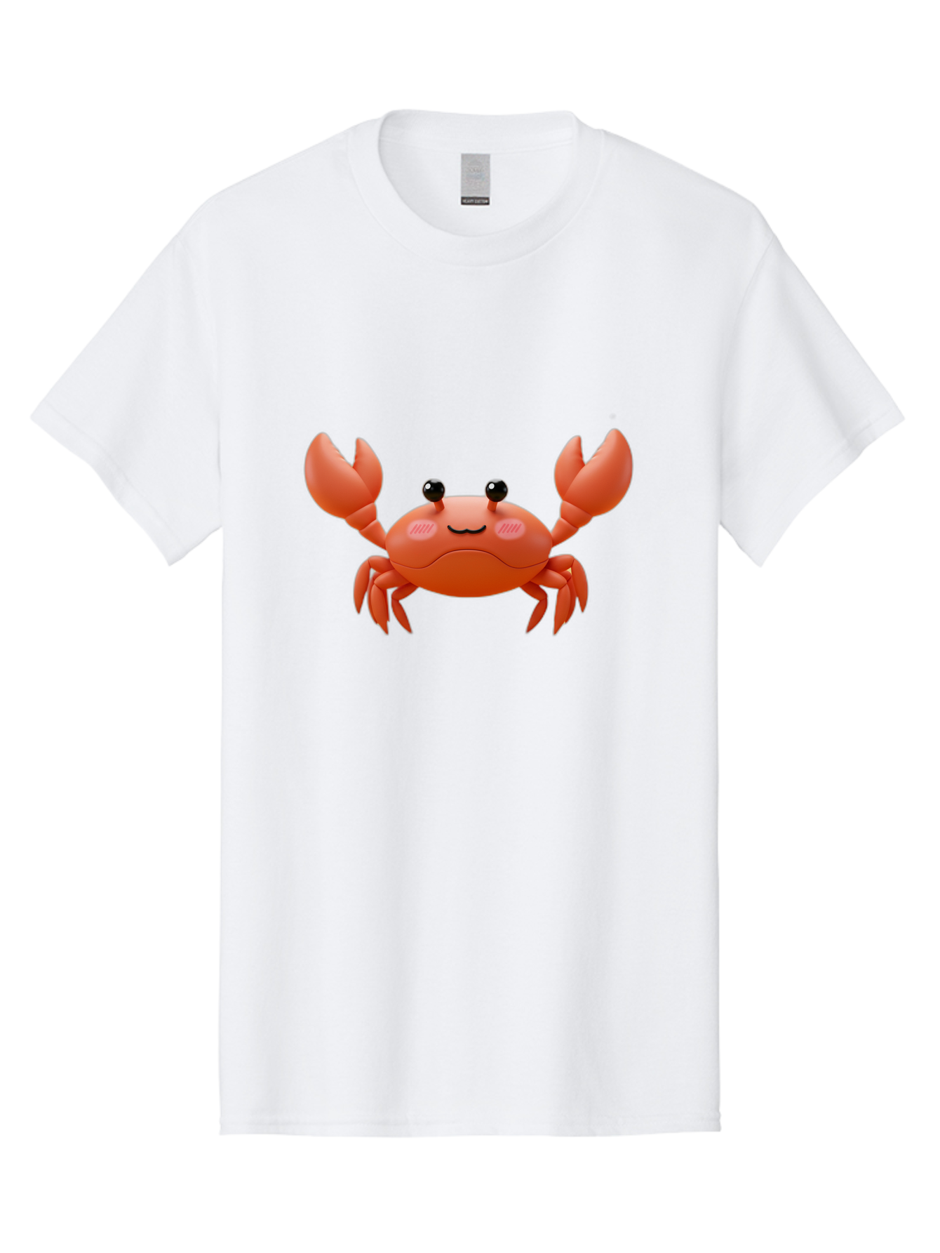 Crab-Emoji Men'S Graphic Tee, 100% Cotton, Comfortable Casual Summer Wear, Machine Washable, Cartoon Crab, Red Crustacean, Smiling Face, Black Eyes, Raised Claws, Cute Emoji, Playful Expression, Digital Illustration, 3D Character Bae161