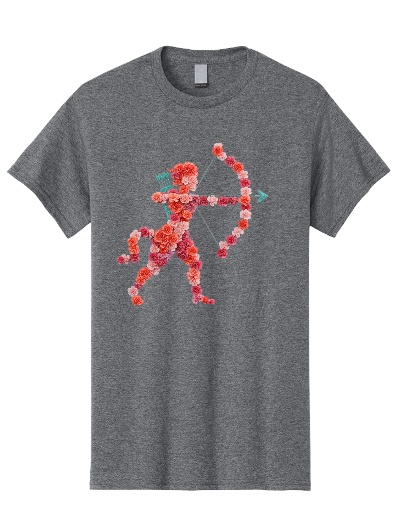 Cupid Men'S Graphic Tee, 100% Cotton, Comfortable Casual Summer Wear, Machine Washable, Cupid Made Of Flowers, Floral Art, Cute Cupid, Flower Power, Love Symbol, Valentine'S Day, Romance, Bow And Arrow, Pink Roses Bae168