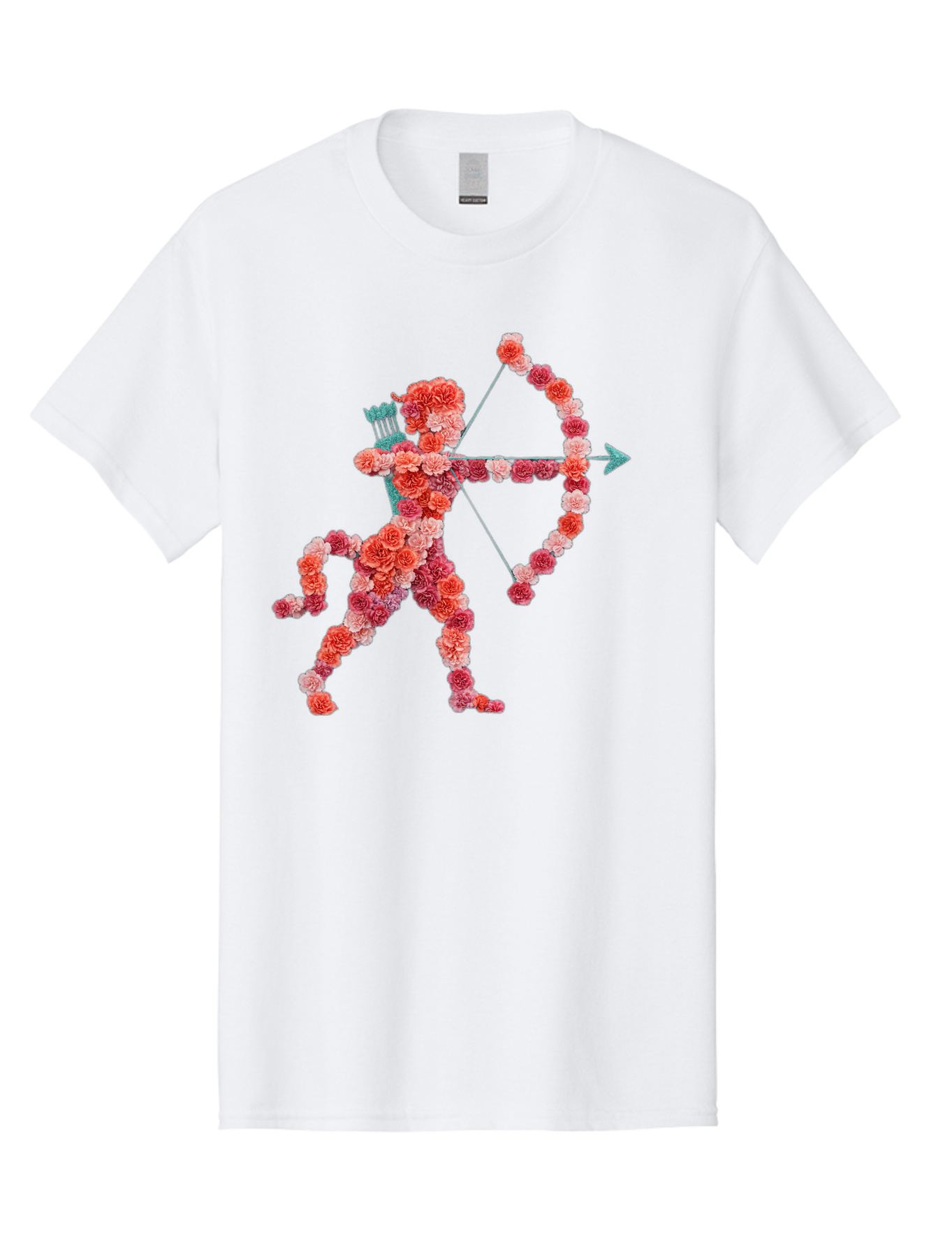 Cupid Men'S Graphic Tee, 100% Cotton, Comfortable Casual Summer Wear, Machine Washable, Cupid Made Of Flowers, Floral Art, Cute Cupid, Flower Power, Love Symbol, Valentine'S Day, Romance, Bow And Arrow, Pink Roses Bae168