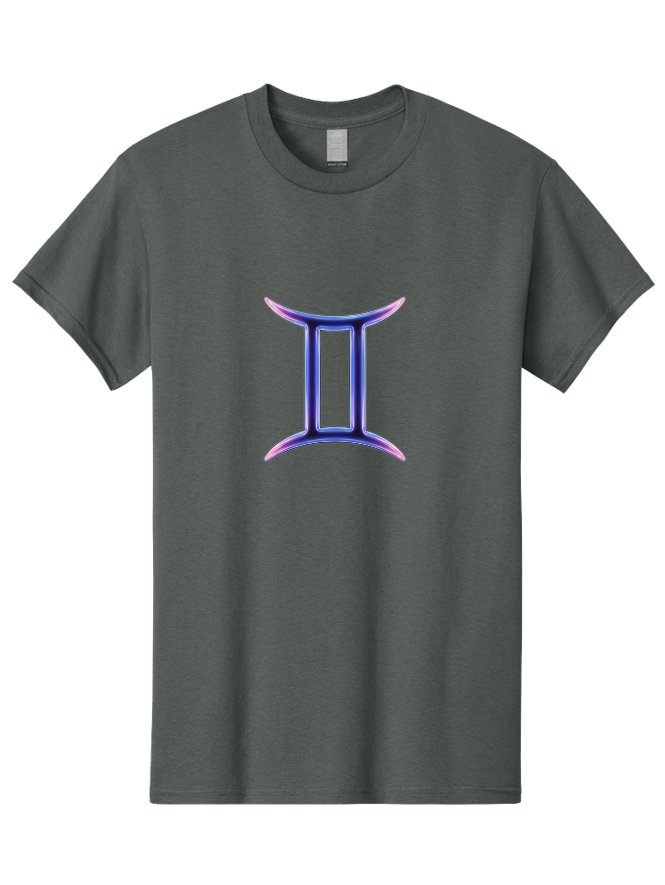 Gemini-Zodiac-Symbol Men'S Graphic Tee, 100% Cotton, Comfortable Casual Summer Wear, Machine Washable, Gemini Zodiac Sign, Astrological Symbol, Purple Gradient, Mystical Icon, Horoscope Sign, Dualistic Representation, Air Sign Bae186