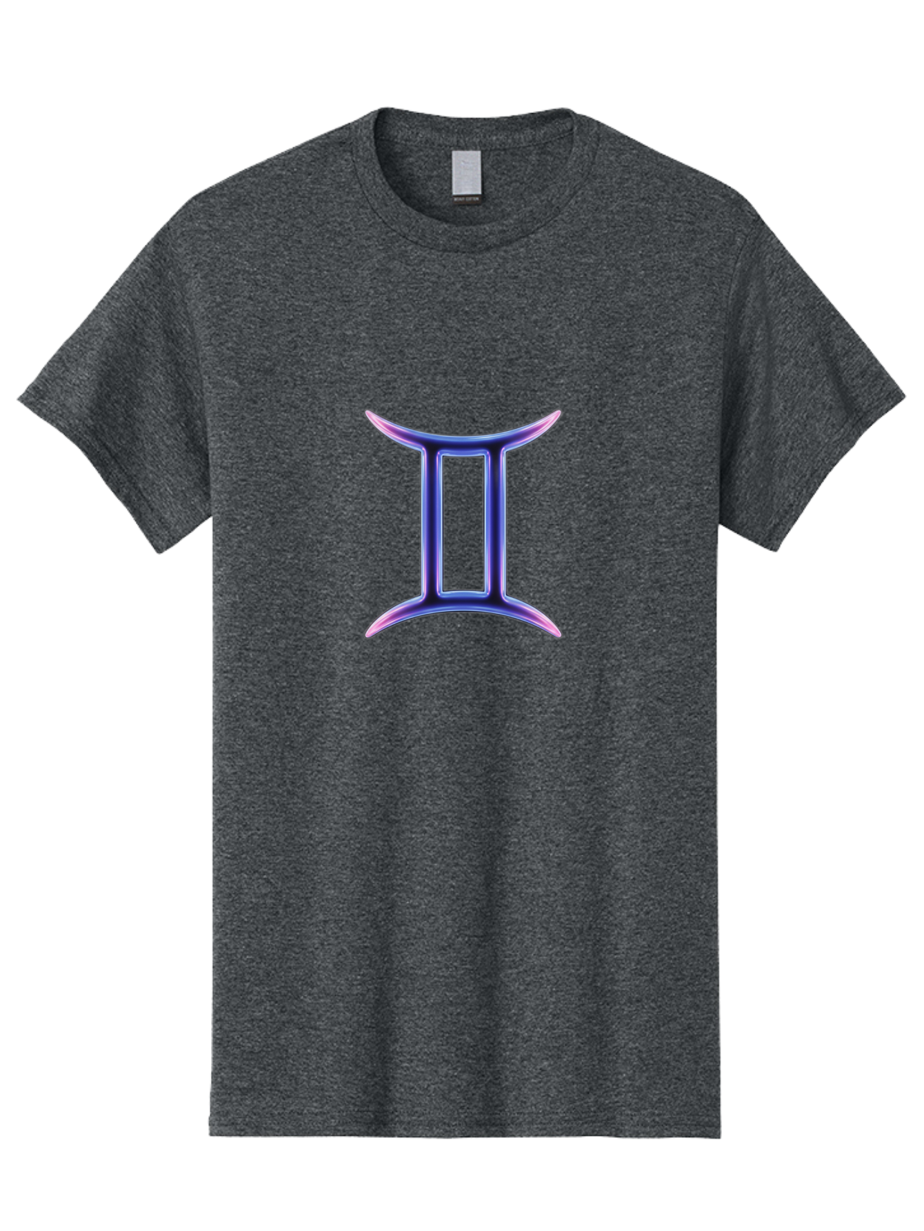 Gemini-Zodiac-Symbol Men'S Graphic Tee, 100% Cotton, Comfortable Casual Summer Wear, Machine Washable, Gemini Zodiac Sign, Astrological Symbol, Purple Gradient, Mystical Icon, Horoscope Sign, Dualistic Representation, Air Sign Bae186