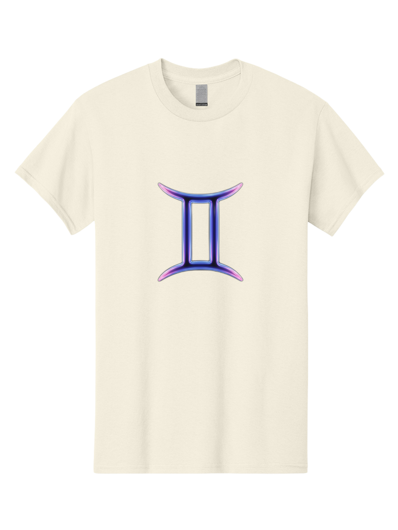 Gemini-Zodiac-Symbol Men'S Graphic Tee, 100% Cotton, Comfortable Casual Summer Wear, Machine Washable, Gemini Zodiac Sign, Astrological Symbol, Purple Gradient, Mystical Icon, Horoscope Sign, Dualistic Representation, Air Sign Bae186