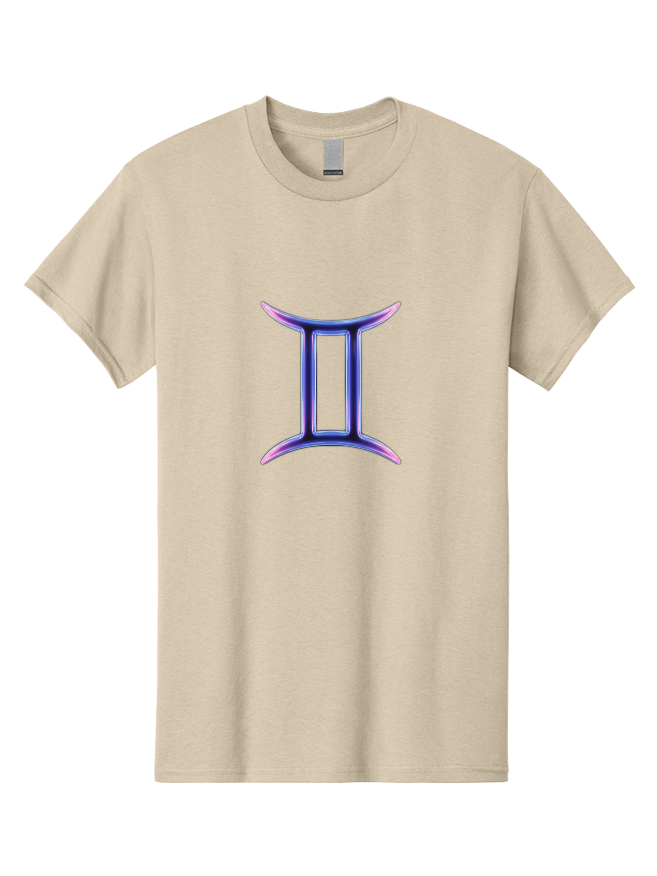 Gemini-Zodiac-Symbol Men'S Graphic Tee, 100% Cotton, Comfortable Casual Summer Wear, Machine Washable, Gemini Zodiac Sign, Astrological Symbol, Purple Gradient, Mystical Icon, Horoscope Sign, Dualistic Representation, Air Sign Bae186