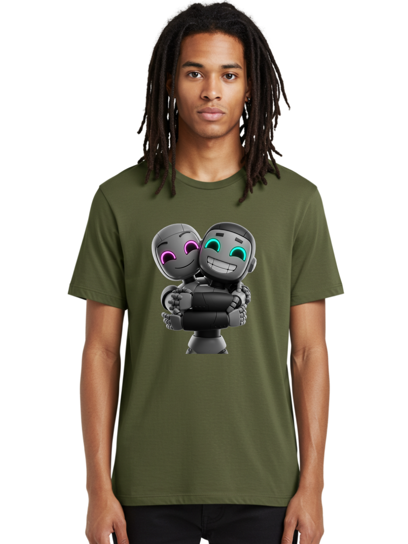Gemini Men'S Graphic Tee, 100% Cotton, Comfortable Casual Summer Wear, Machine Washable, Ai Robots, Robot Friendship, Digital Companions, Futuristic Technology, Robotic Love, Innovative Design, Artificial Intelligence, Modern Robotics, Bae187