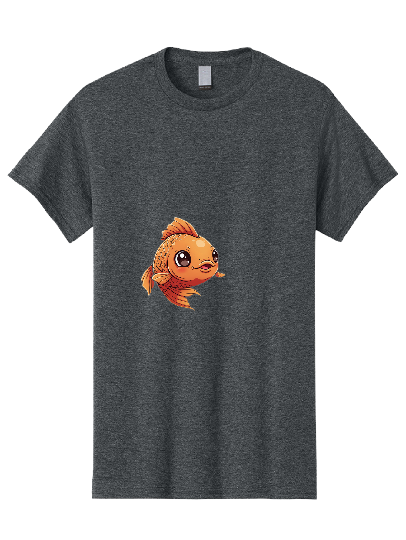 Goldfish Men'S Graphic Tee, 100% Cotton, Comfortable Casual Summer Wear, Machine Washable, Cartoon Goldfish, Orange Fish, Kawaii Character, Adorable Face, Cute Illustration, Whimsical Design, Playful Expression, Digital Art, Animated Character Bae190