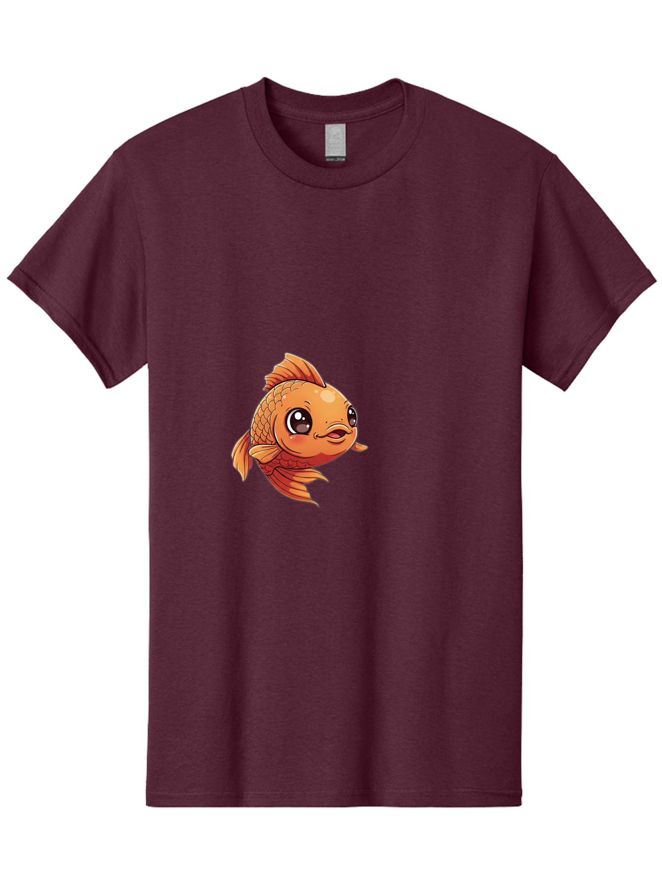 Goldfish Men'S Graphic Tee, 100% Cotton, Comfortable Casual Summer Wear, Machine Washable, Cartoon Goldfish, Orange Fish, Kawaii Character, Adorable Face, Cute Illustration, Whimsical Design, Playful Expression, Digital Art, Animated Character Bae190