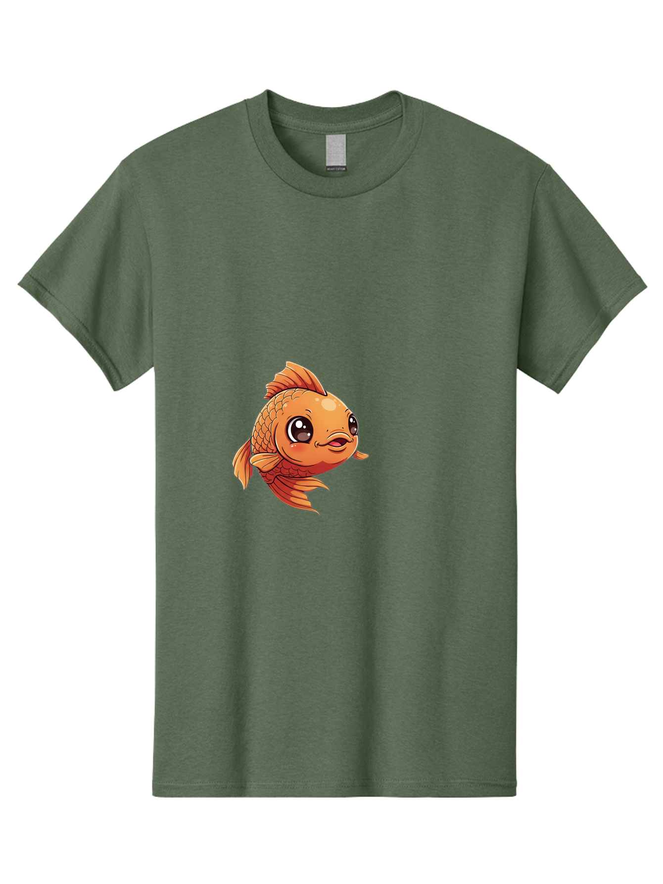 Goldfish Men'S Graphic Tee, 100% Cotton, Comfortable Casual Summer Wear, Machine Washable, Cartoon Goldfish, Orange Fish, Kawaii Character, Adorable Face, Cute Illustration, Whimsical Design, Playful Expression, Digital Art, Animated Character Bae190