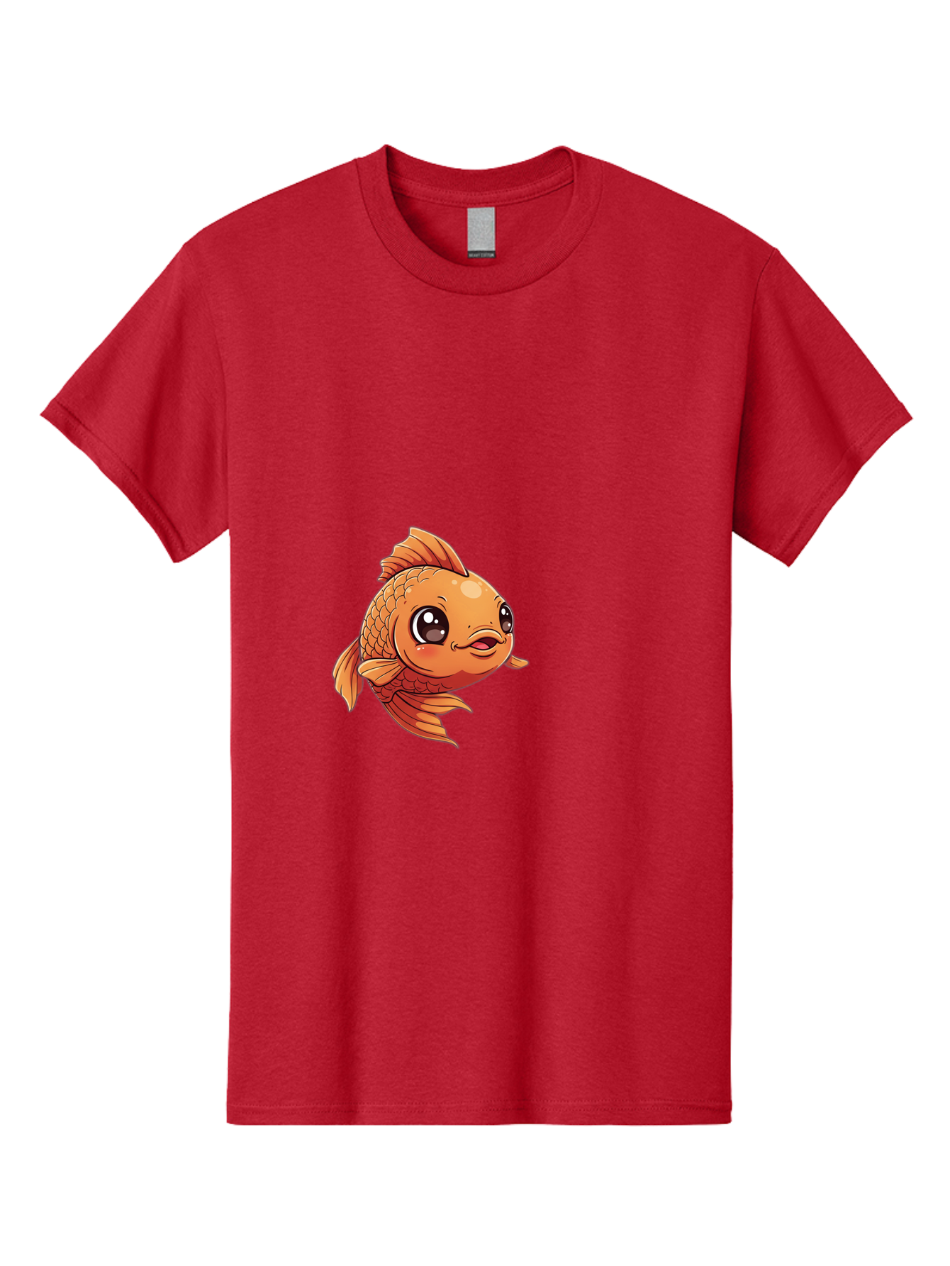 Goldfish Men'S Graphic Tee, 100% Cotton, Comfortable Casual Summer Wear, Machine Washable, Cartoon Goldfish, Orange Fish, Kawaii Character, Adorable Face, Cute Illustration, Whimsical Design, Playful Expression, Digital Art, Animated Character Bae190