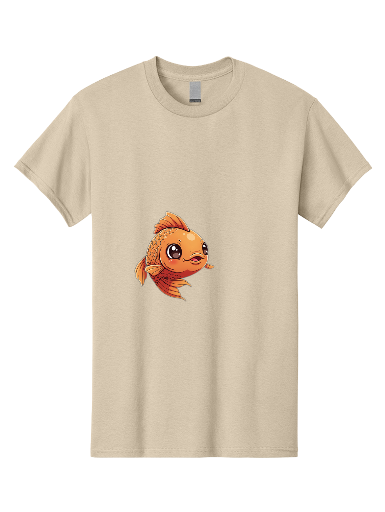 Goldfish Men'S Graphic Tee, 100% Cotton, Comfortable Casual Summer Wear, Machine Washable, Cartoon Goldfish, Orange Fish, Kawaii Character, Adorable Face, Cute Illustration, Whimsical Design, Playful Expression, Digital Art, Animated Character Bae190