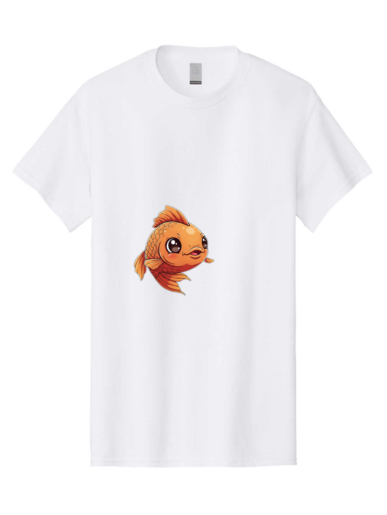 Goldfish Men'S Graphic Tee, 100% Cotton, Comfortable Casual Summer Wear, Machine Washable, Cartoon Goldfish, Orange Fish, Kawaii Character, Adorable Face, Cute Illustration, Whimsical Design, Playful Expression, Digital Art, Animated Character Bae190