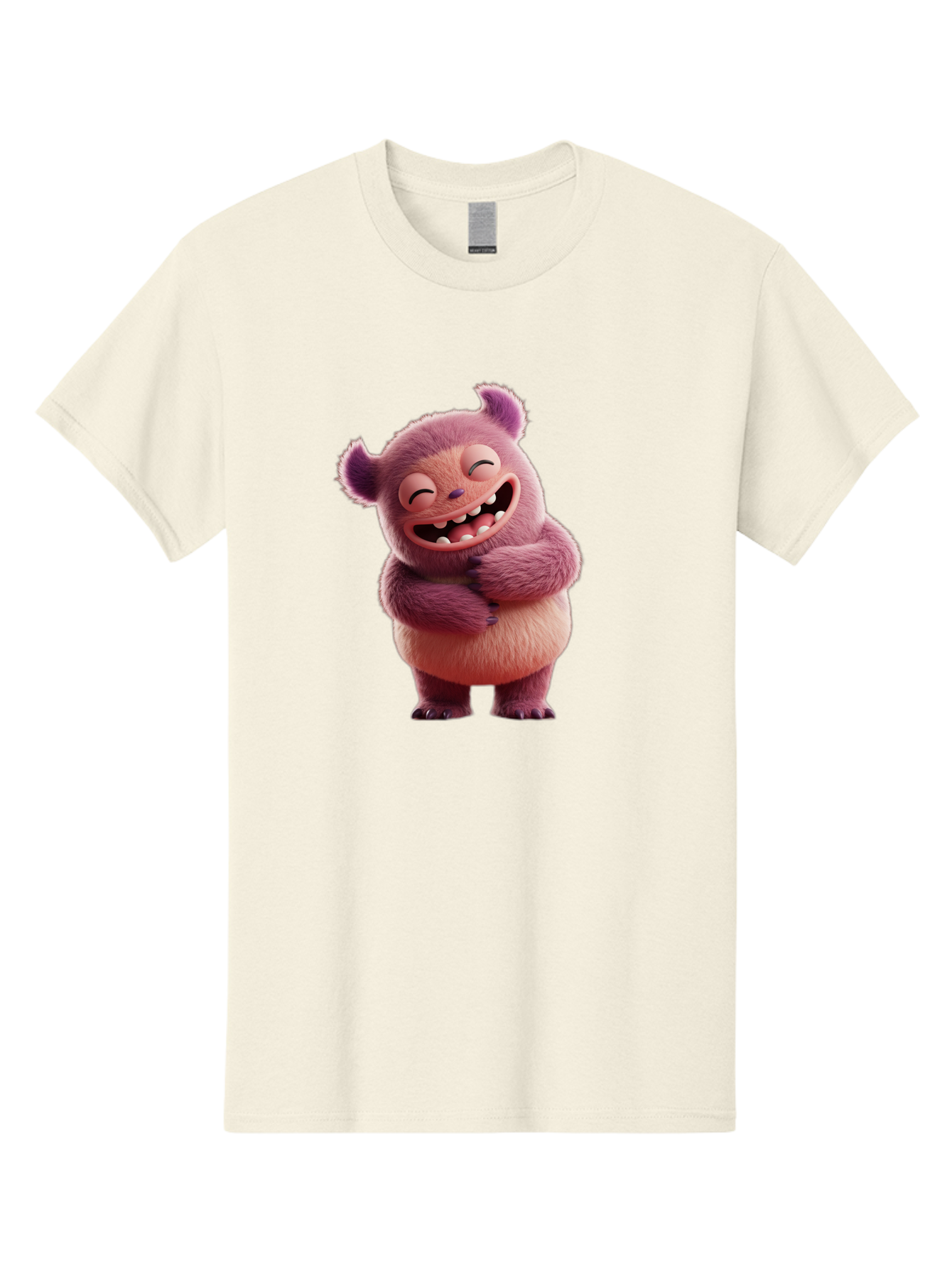 Grumps-Monster Men'S Graphic Tee, 100% Cotton, Comfortable Casual Summer Wear, Machine Washable, Happy Monster, Cartoon Character, Purple Creature, Smiling Face, Embracing Self, Funny Creature, Adorable Monster, Cute Character, Bae193