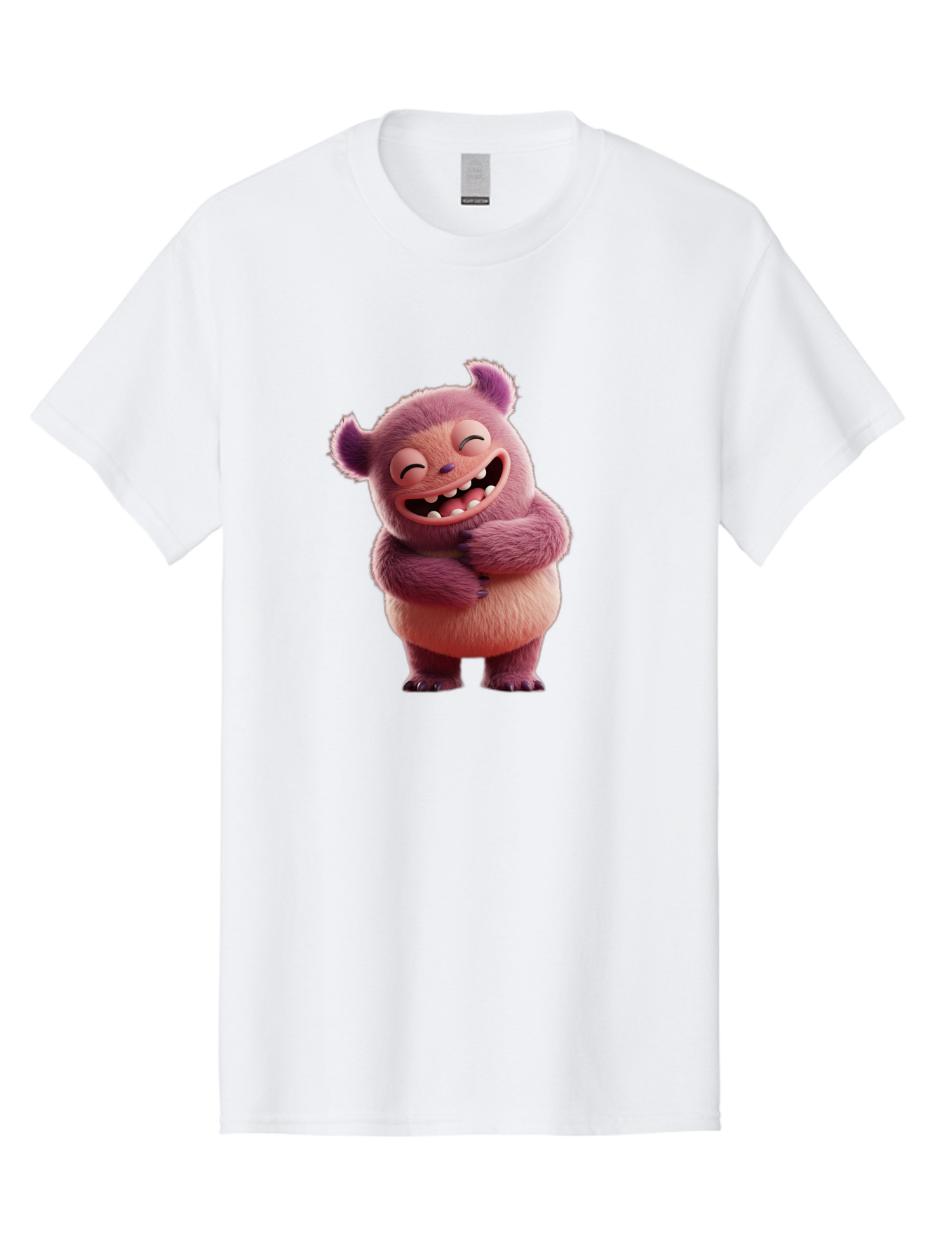 Grumps-Monster Men'S Graphic Tee, 100% Cotton, Comfortable Casual Summer Wear, Machine Washable, Happy Monster, Cartoon Character, Purple Creature, Smiling Face, Embracing Self, Funny Creature, Adorable Monster, Cute Character, Bae193