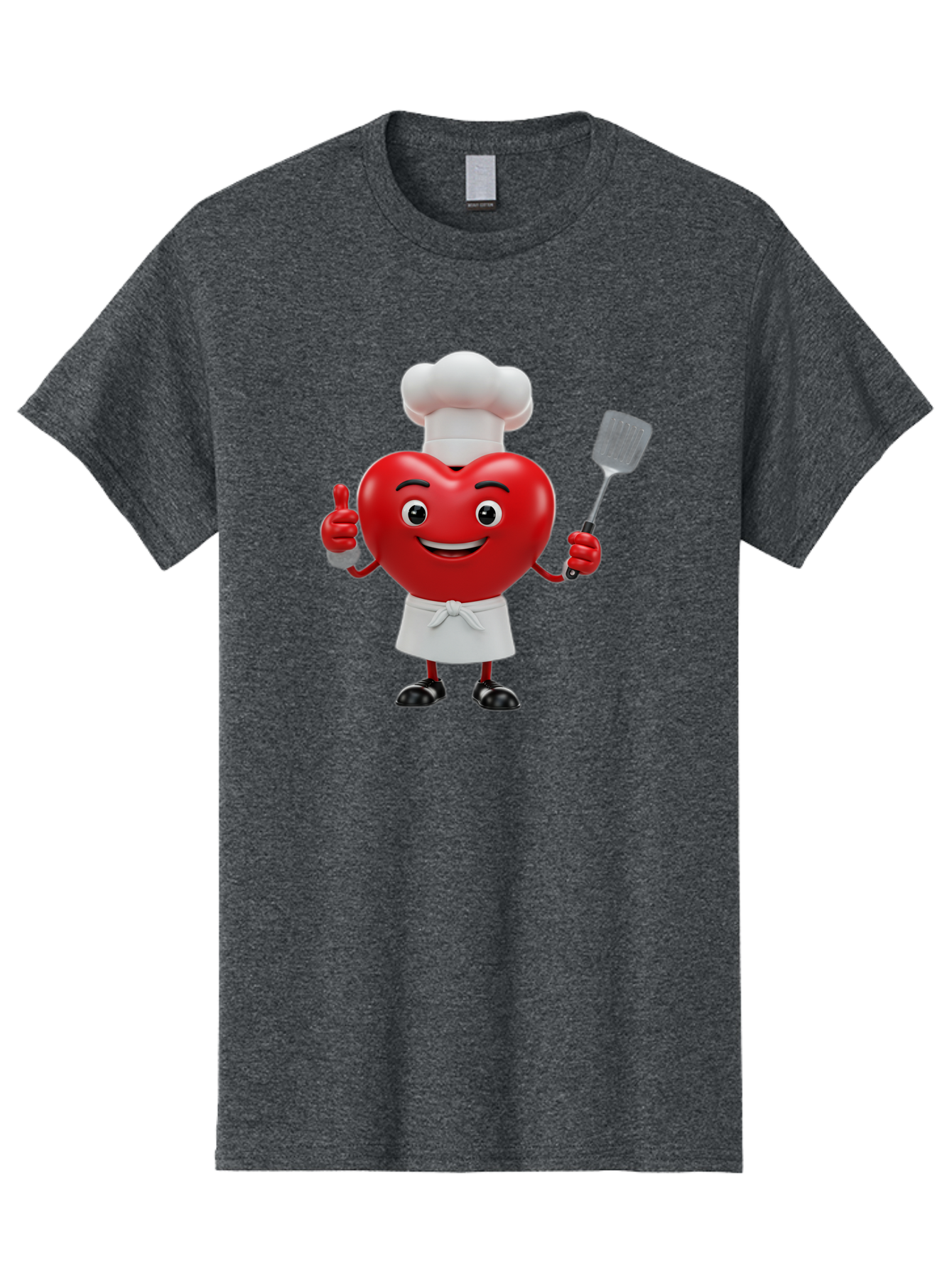 Heart-Chef Men'S Graphic Tee, 100% Cotton, Comfortable Casual Summer Wear, Machine Washable, Heart-Shaped Chef Mascot, Cooking With Love, Chef Hat, White Apron, Thumbs Up, Approval, Kitchen Tool, Culinary Delight, Cartoon Character, Bae198