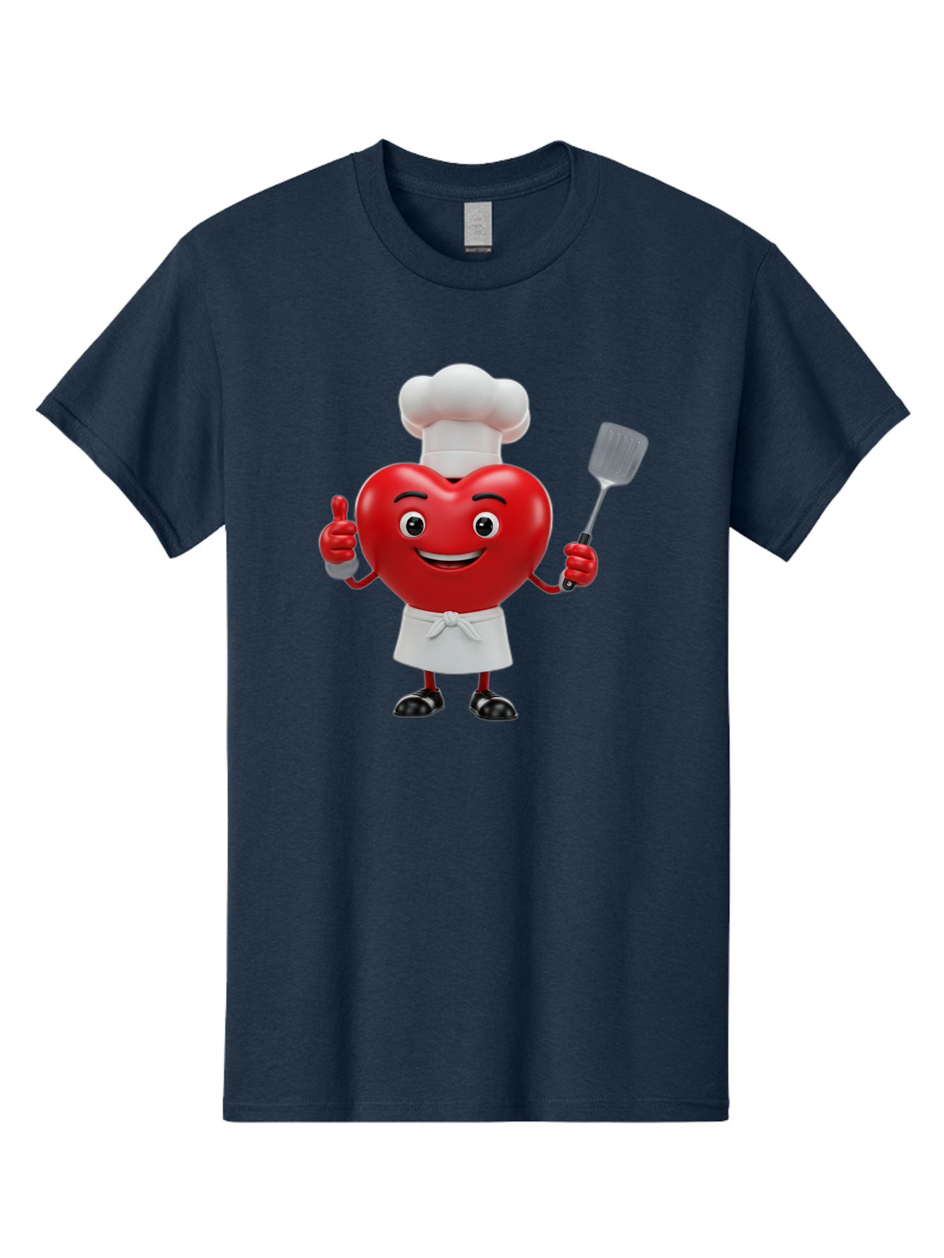 Heart-Chef Men'S Graphic Tee, 100% Cotton, Comfortable Casual Summer Wear, Machine Washable, Heart-Shaped Chef Mascot, Cooking With Love, Chef Hat, White Apron, Thumbs Up, Approval, Kitchen Tool, Culinary Delight, Cartoon Character, Bae198