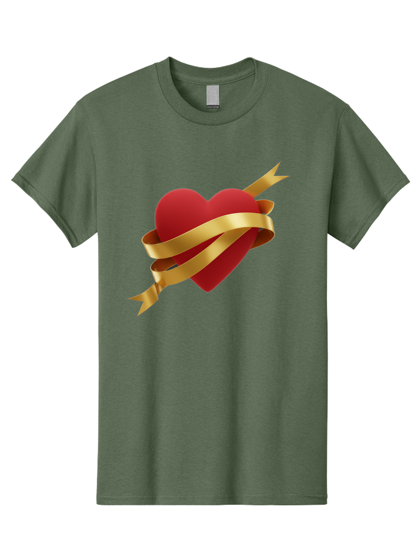 Heart-With-Ribbon-And-Arrow Men'S Graphic Tee, 100% Cotton, Comfortable Casual Summer Wear, Machine Washable, Red Heart, Gold Ribbon, Arrow Through Heart, Love Symbol, Valentines Day, Symbol Of Love, Heart With Ribbon Bae200