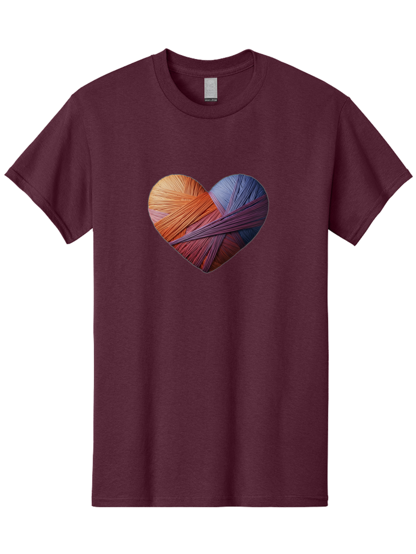 Heart Men'S Graphic Tee, 100% Cotton, Comfortable Casual Summer Wear, Machine Washable, Heart-Shaped Twine, Colorful Threads, Vibrant Colors, Twine Art, Heart Design, Handmade Craft, Creative Expression, Artistic, Yarn, Knitting Bae202