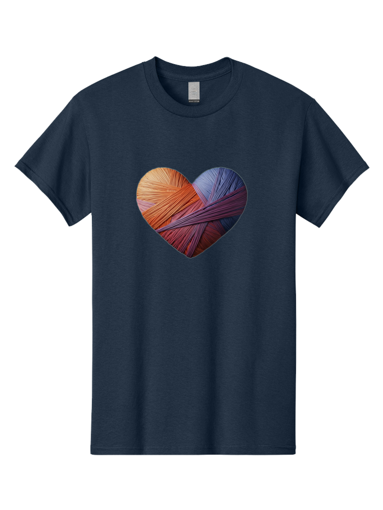 Heart Men'S Graphic Tee, 100% Cotton, Comfortable Casual Summer Wear, Machine Washable, Heart-Shaped Twine, Colorful Threads, Vibrant Colors, Twine Art, Heart Design, Handmade Craft, Creative Expression, Artistic, Yarn, Knitting Bae202