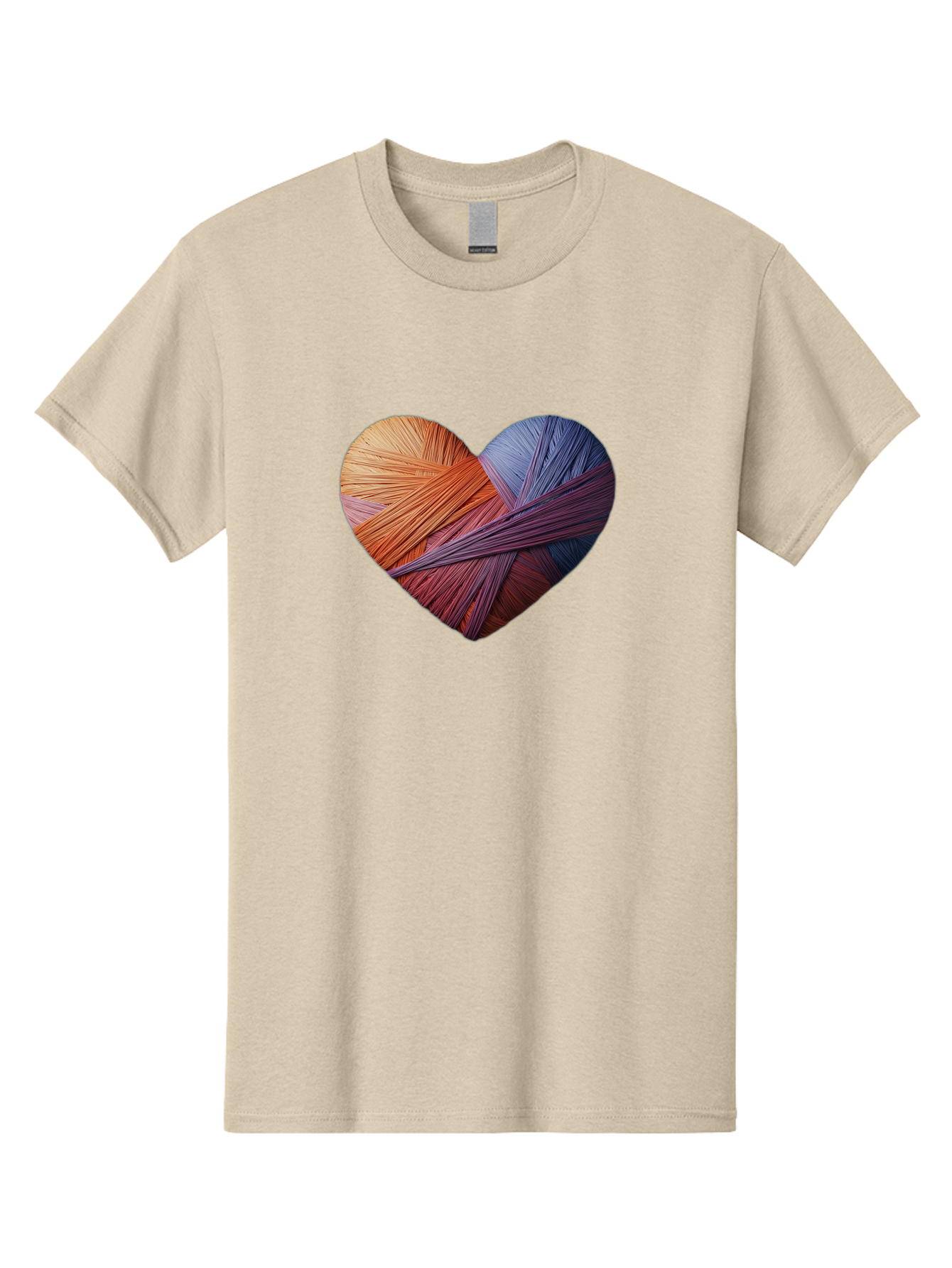 Heart Men'S Graphic Tee, 100% Cotton, Comfortable Casual Summer Wear, Machine Washable, Heart-Shaped Twine, Colorful Threads, Vibrant Colors, Twine Art, Heart Design, Handmade Craft, Creative Expression, Artistic, Yarn, Knitting Bae202