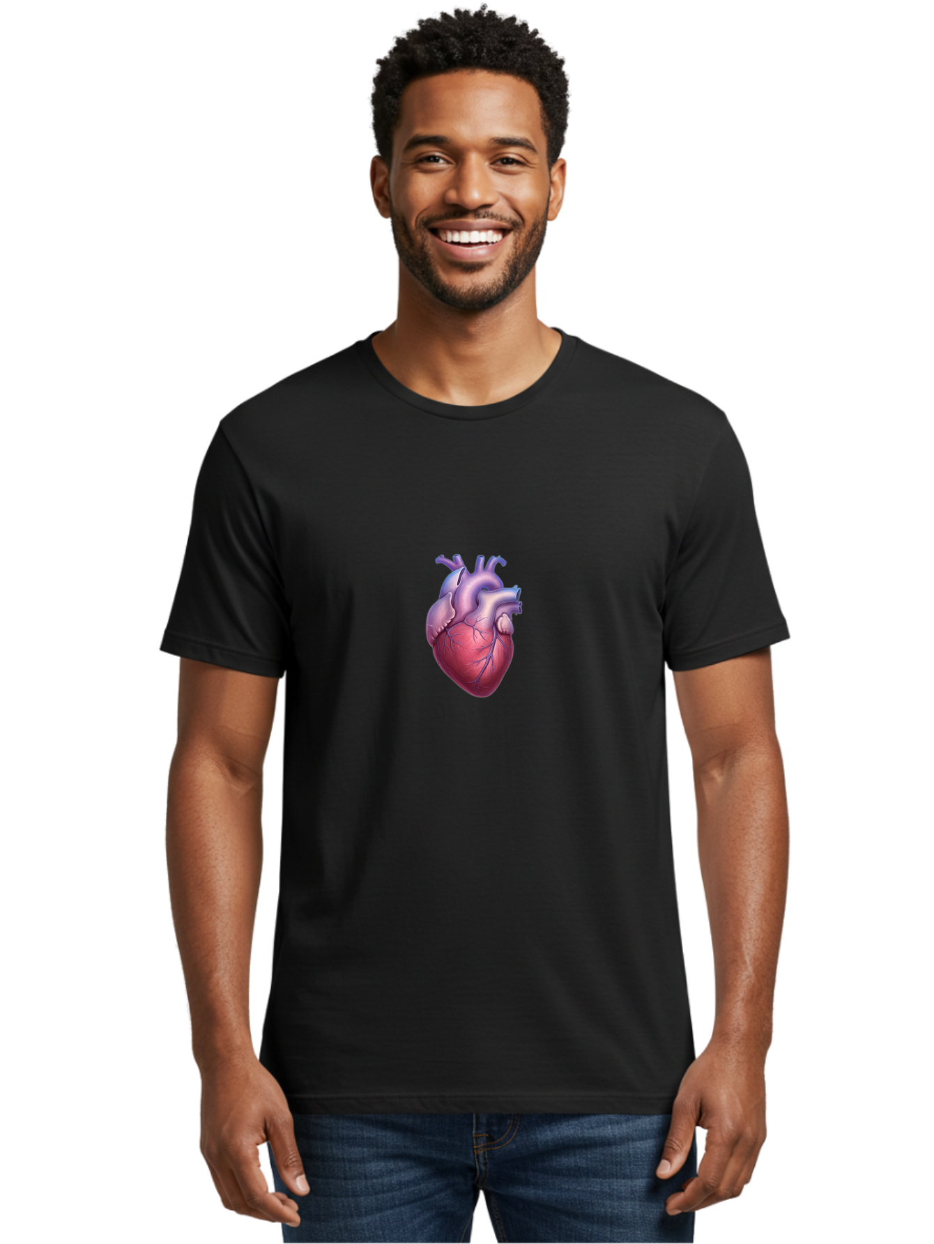 Human-Heart Men'S Graphic Tee, 100% Cotton, Comfortable Casual Summer Wear, Machine Washable, Human Heart, Anatomical Illustration, Medical Art, Cardiology, Heart Anatomy, Vital Organ, Detailed Drawing Bae204