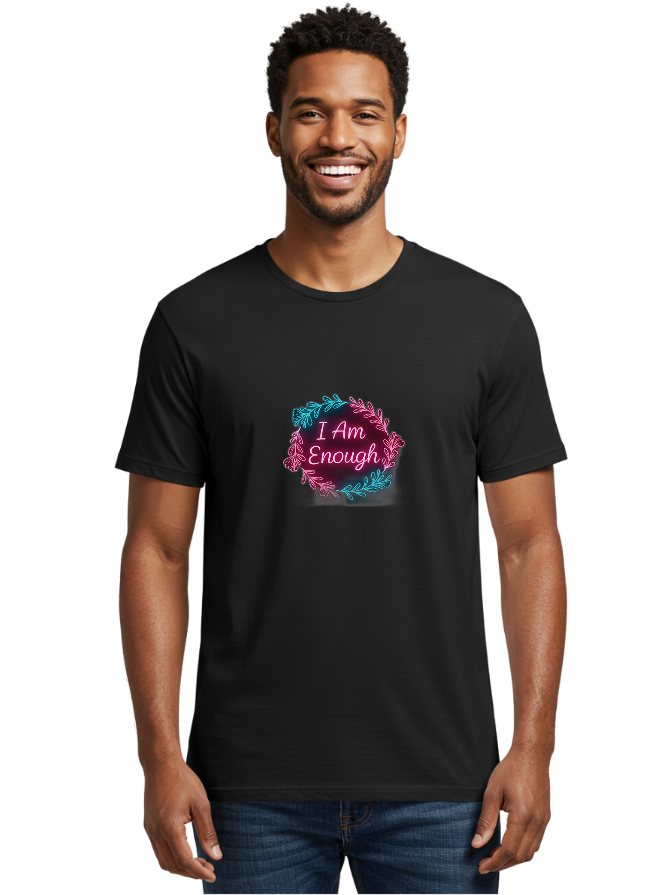 I-Am-Enough-2 Men'S Graphic Tee, 100% Cotton, Comfortable Casual Summer Wear, Machine Washable, Empowerment Message, Motivational Quote, Self Love, Personal Growth, Positive Affirmation, Inspirational Words, Mental Wellness, I Am Enough Bae206