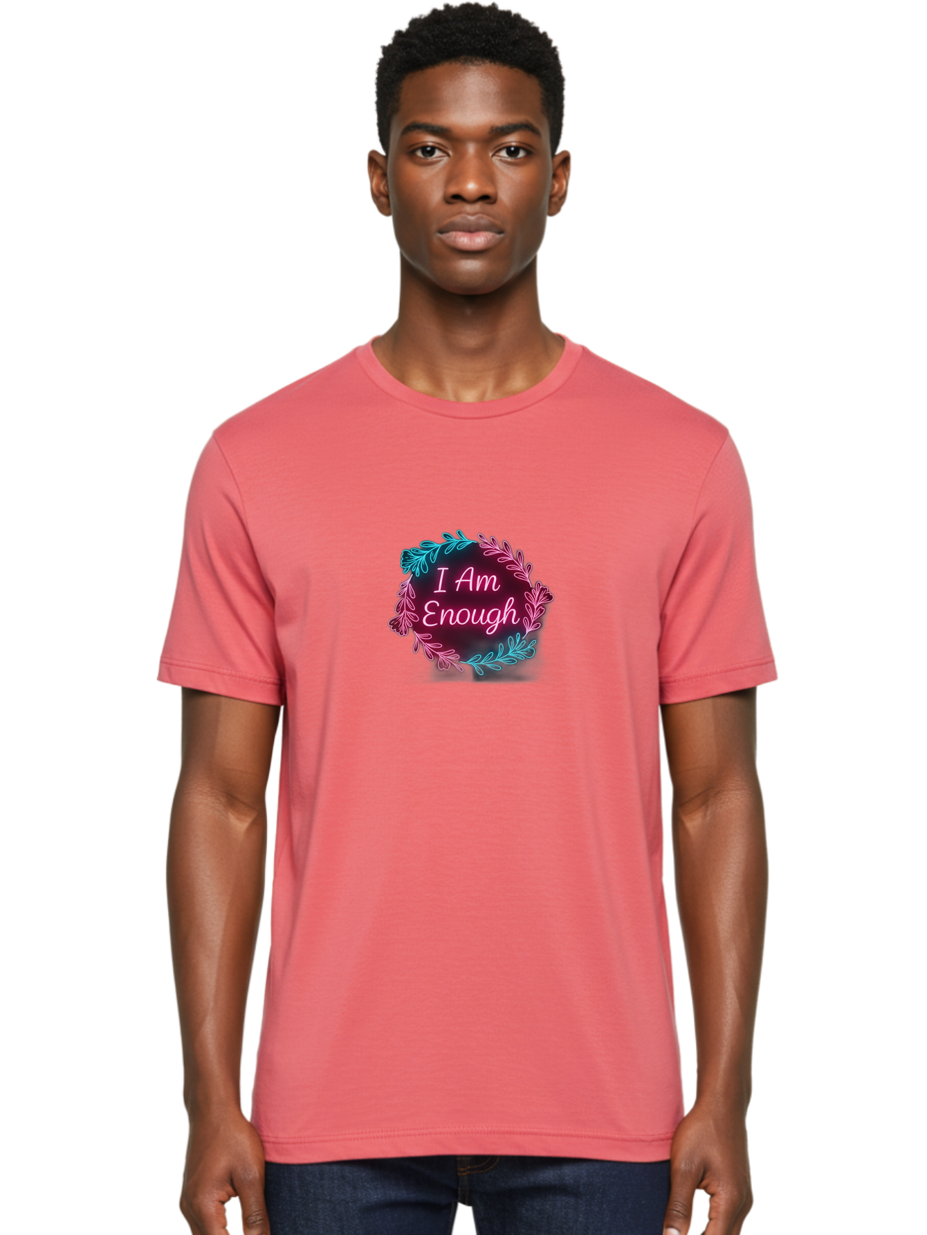 I-Am-Enough-2 Men'S Graphic Tee, 100% Cotton, Comfortable Casual Summer Wear, Machine Washable, Empowerment Message, Motivational Quote, Self Love, Personal Growth, Positive Affirmation, Inspirational Words, Mental Wellness, I Am Enough Bae206