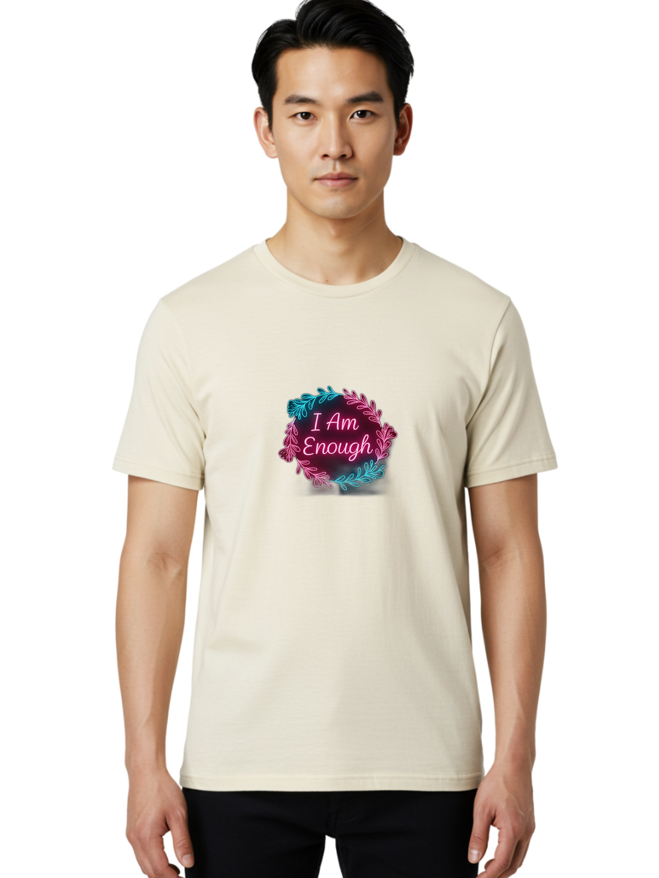 I-Am-Enough-2 Men'S Graphic Tee, 100% Cotton, Comfortable Casual Summer Wear, Machine Washable, Empowerment Message, Motivational Quote, Self Love, Personal Growth, Positive Affirmation, Inspirational Words, Mental Wellness, I Am Enough Bae206