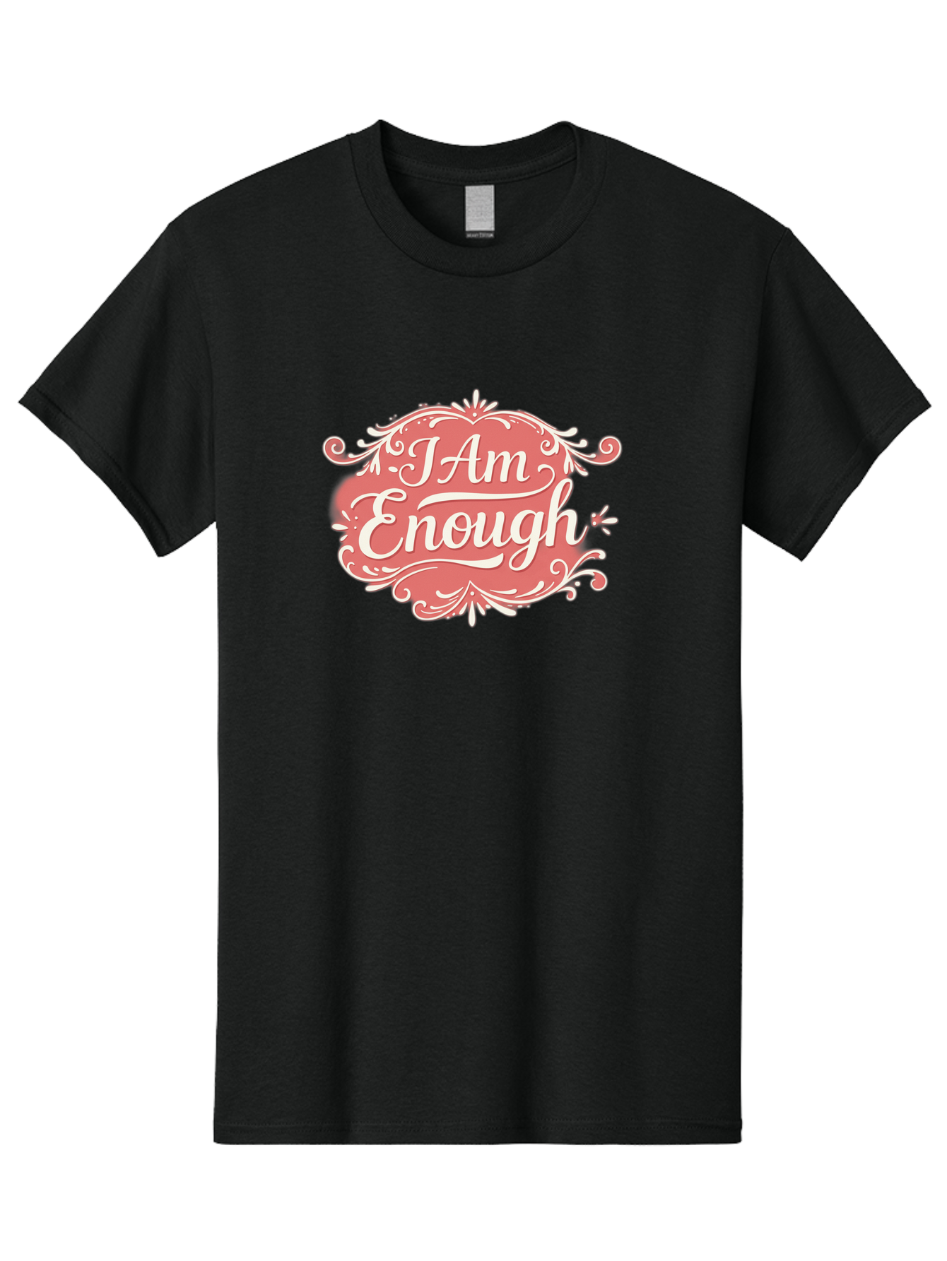 I-Am-Enough-3 Men'S Graphic Tee, 100% Cotton, Comfortable Casual Summer Wear, Machine Washable, Positive Affirmation, Self Love, Empowerment, Motivational Quote, Inspirational Message, Pink And White Design, Floral Elements, Bae207