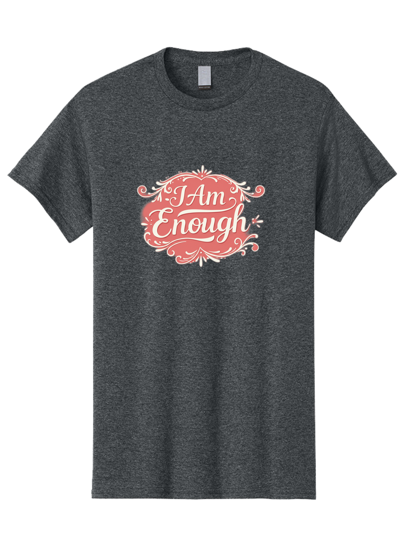 I-Am-Enough-3 Men'S Graphic Tee, 100% Cotton, Comfortable Casual Summer Wear, Machine Washable, Positive Affirmation, Self Love, Empowerment, Motivational Quote, Inspirational Message, Pink And White Design, Floral Elements, Bae207