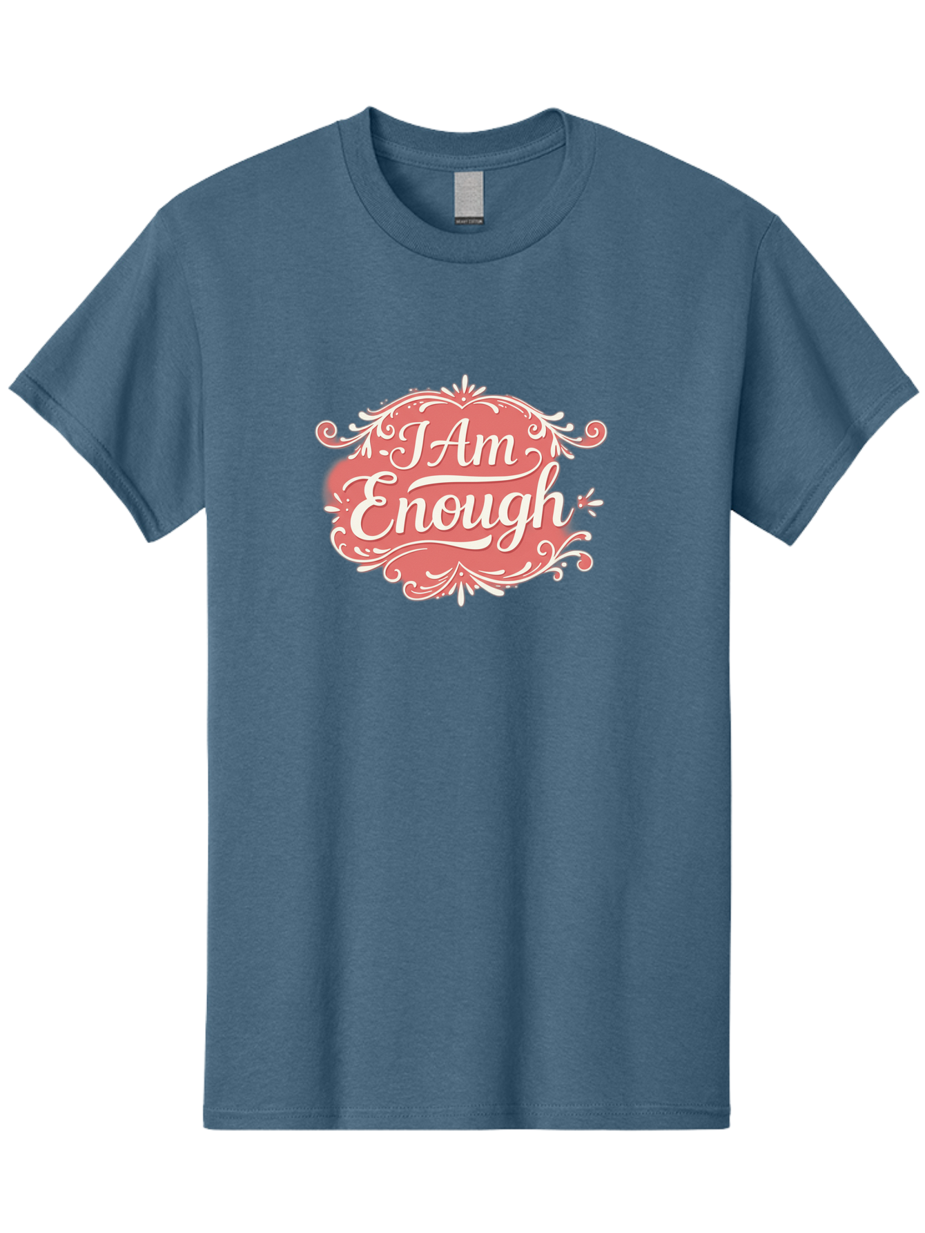 I-Am-Enough-3 Men'S Graphic Tee, 100% Cotton, Comfortable Casual Summer Wear, Machine Washable, Positive Affirmation, Self Love, Empowerment, Motivational Quote, Inspirational Message, Pink And White Design, Floral Elements, Bae207