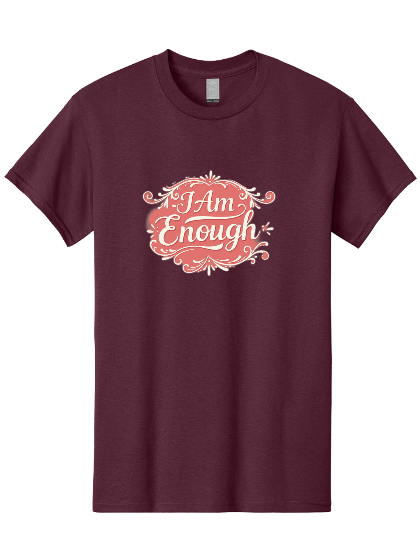 I-Am-Enough-3 Men'S Graphic Tee, 100% Cotton, Comfortable Casual Summer Wear, Machine Washable, Positive Affirmation, Self Love, Empowerment, Motivational Quote, Inspirational Message, Pink And White Design, Floral Elements, Bae207
