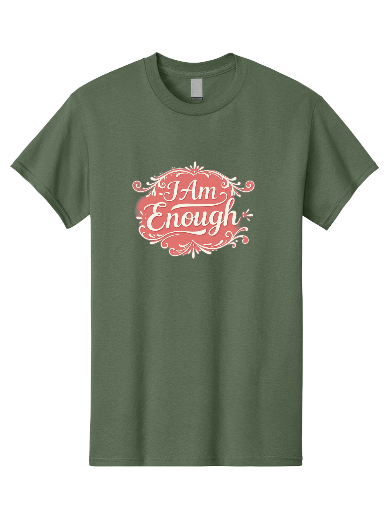 I-Am-Enough-3 Men'S Graphic Tee, 100% Cotton, Comfortable Casual Summer Wear, Machine Washable, Positive Affirmation, Self Love, Empowerment, Motivational Quote, Inspirational Message, Pink And White Design, Floral Elements, Bae207