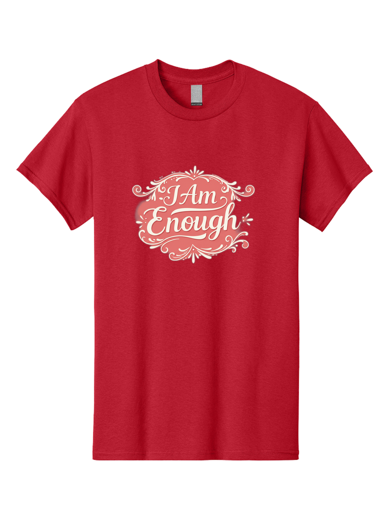 I-Am-Enough-3 Men'S Graphic Tee, 100% Cotton, Comfortable Casual Summer Wear, Machine Washable, Positive Affirmation, Self Love, Empowerment, Motivational Quote, Inspirational Message, Pink And White Design, Floral Elements, Bae207