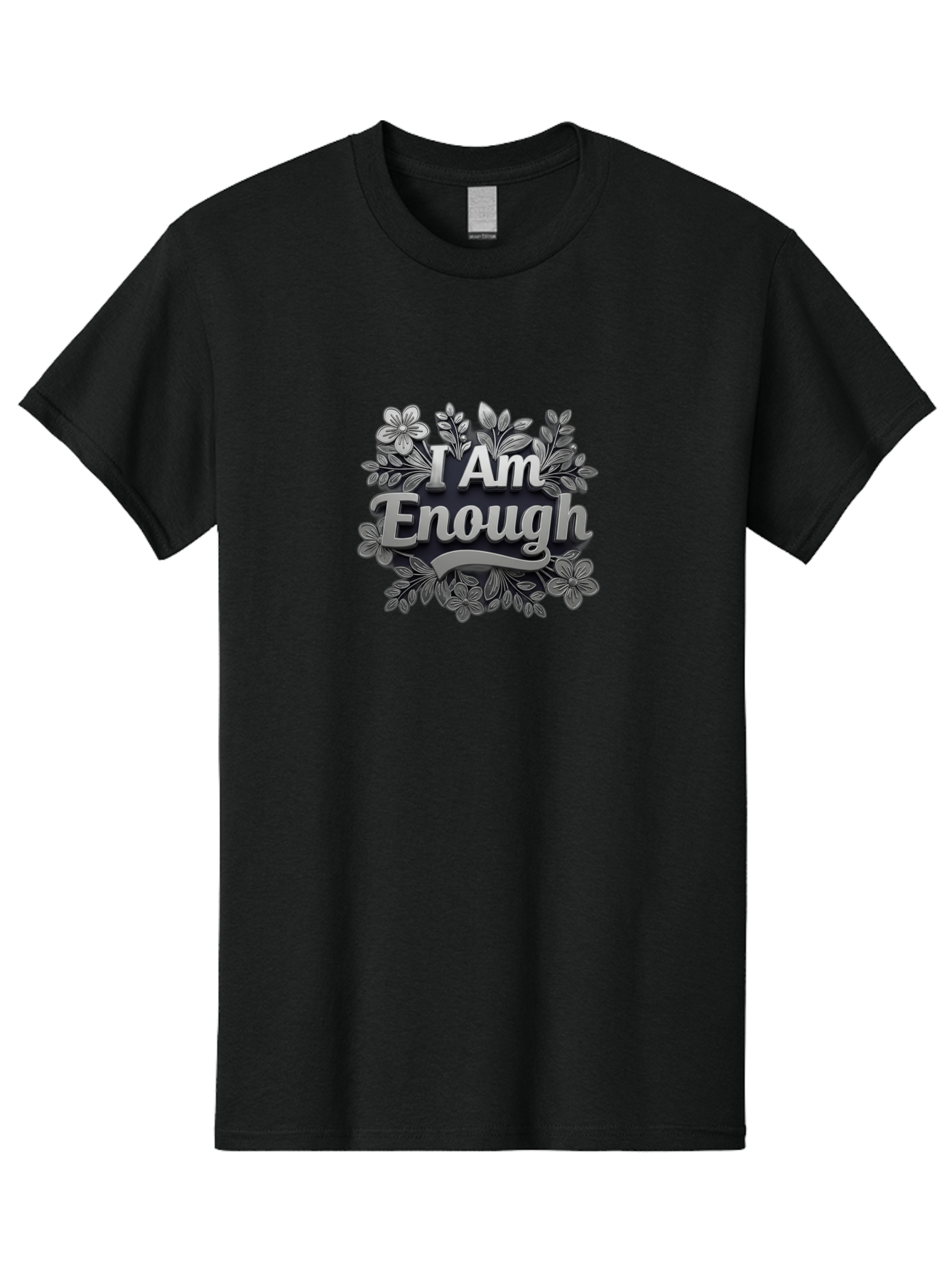 I-Am-Enough-4 Men'S Graphic Tee, 100% Cotton, Comfortable Casual Summer Wear, Machine Washable, Empowerment Quote, Floral Wreath, Inspirational Message, Self-Love Affirmation, Motivational Phrase, Confidence Booster, Positive Words Bae208