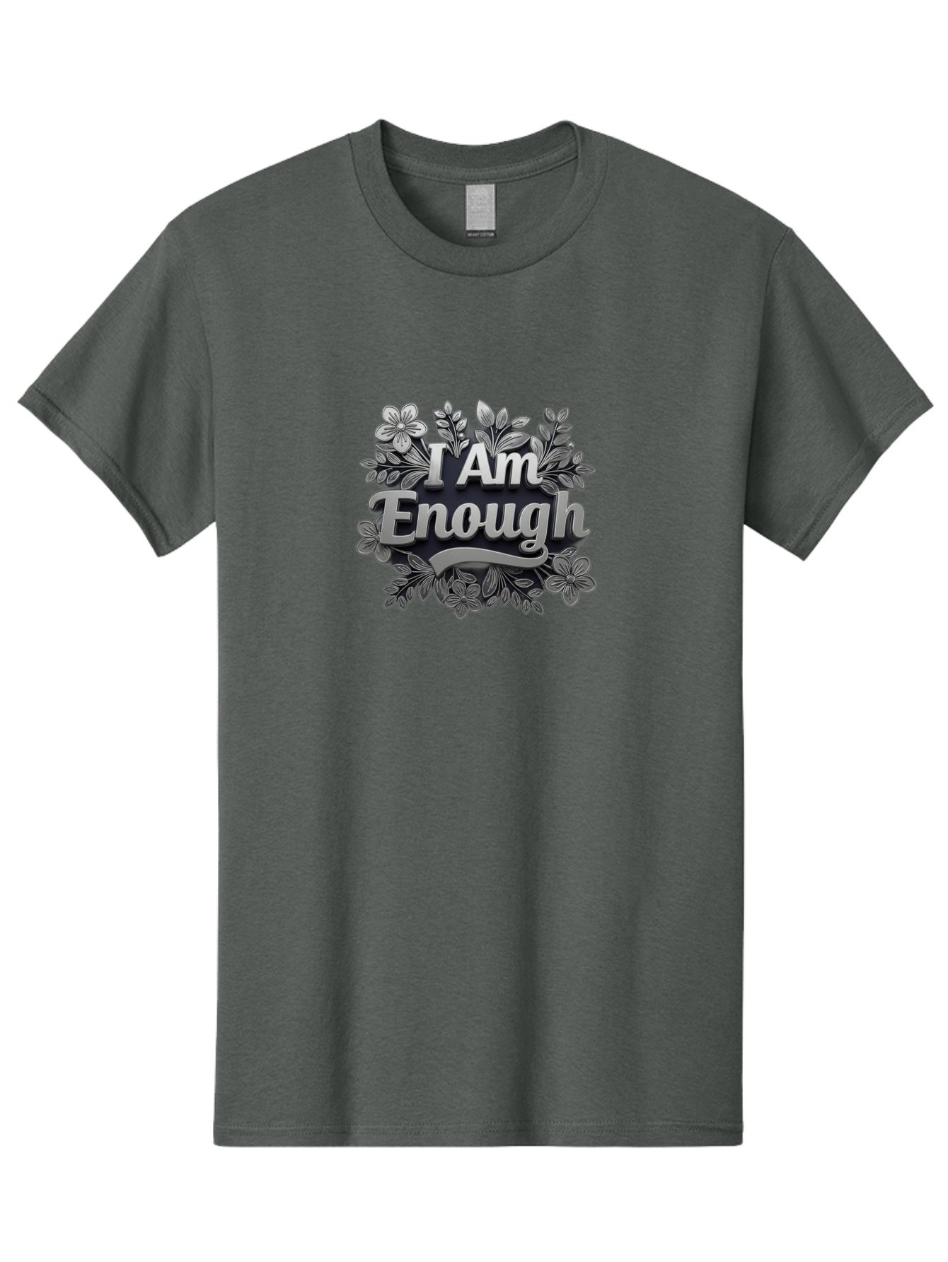 I-Am-Enough-4 Men'S Graphic Tee, 100% Cotton, Comfortable Casual Summer Wear, Machine Washable, Empowerment Quote, Floral Wreath, Inspirational Message, Self-Love Affirmation, Motivational Phrase, Confidence Booster, Positive Words Bae208