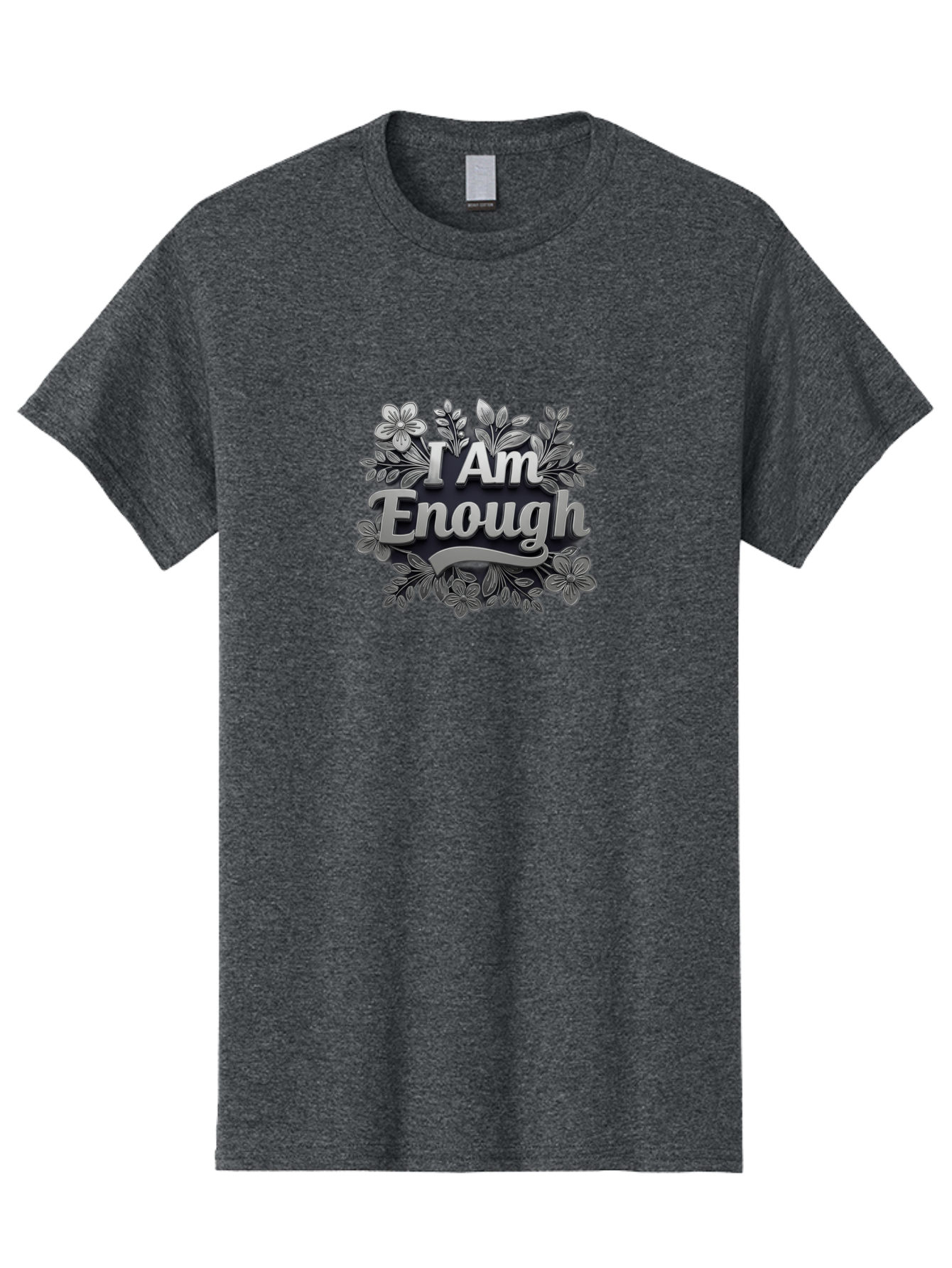 I-Am-Enough-4 Men'S Graphic Tee, 100% Cotton, Comfortable Casual Summer Wear, Machine Washable, Empowerment Quote, Floral Wreath, Inspirational Message, Self-Love Affirmation, Motivational Phrase, Confidence Booster, Positive Words Bae208