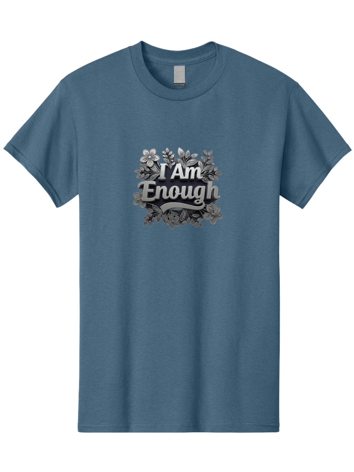 I-Am-Enough-4 Men'S Graphic Tee, 100% Cotton, Comfortable Casual Summer Wear, Machine Washable, Empowerment Quote, Floral Wreath, Inspirational Message, Self-Love Affirmation, Motivational Phrase, Confidence Booster, Positive Words Bae208