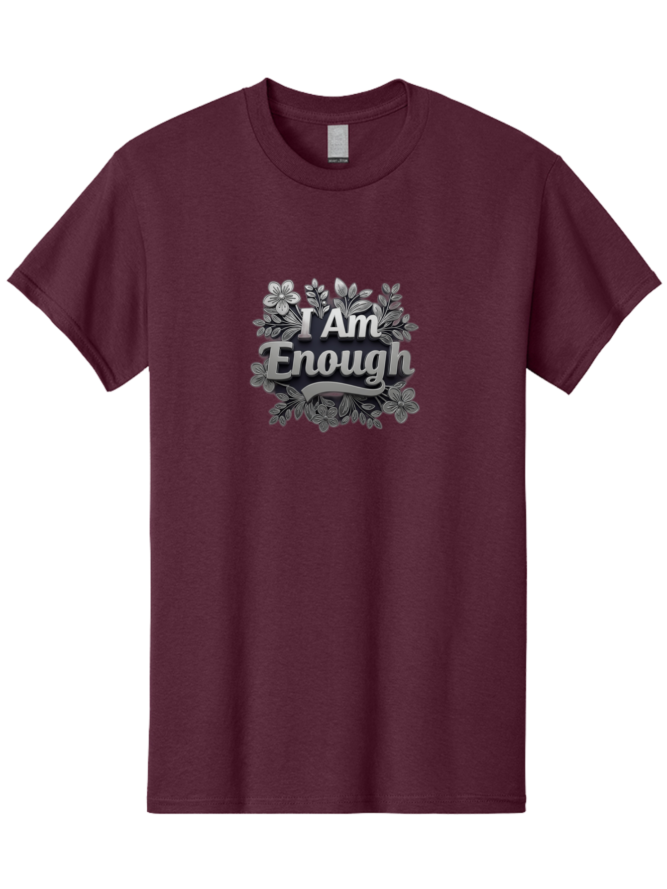 I-Am-Enough-4 Men'S Graphic Tee, 100% Cotton, Comfortable Casual Summer Wear, Machine Washable, Empowerment Quote, Floral Wreath, Inspirational Message, Self-Love Affirmation, Motivational Phrase, Confidence Booster, Positive Words Bae208