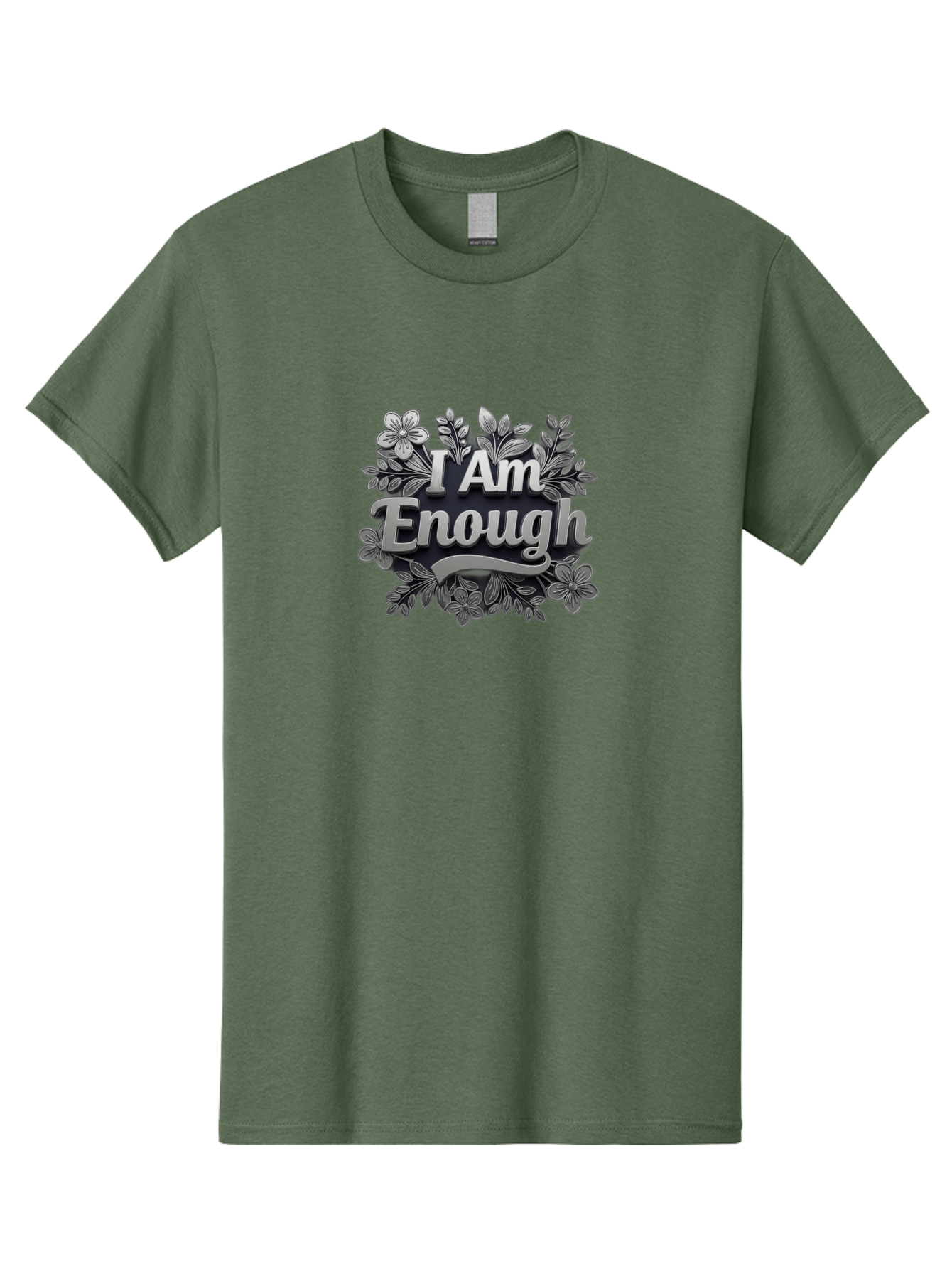 I-Am-Enough-4 Men'S Graphic Tee, 100% Cotton, Comfortable Casual Summer Wear, Machine Washable, Empowerment Quote, Floral Wreath, Inspirational Message, Self-Love Affirmation, Motivational Phrase, Confidence Booster, Positive Words Bae208