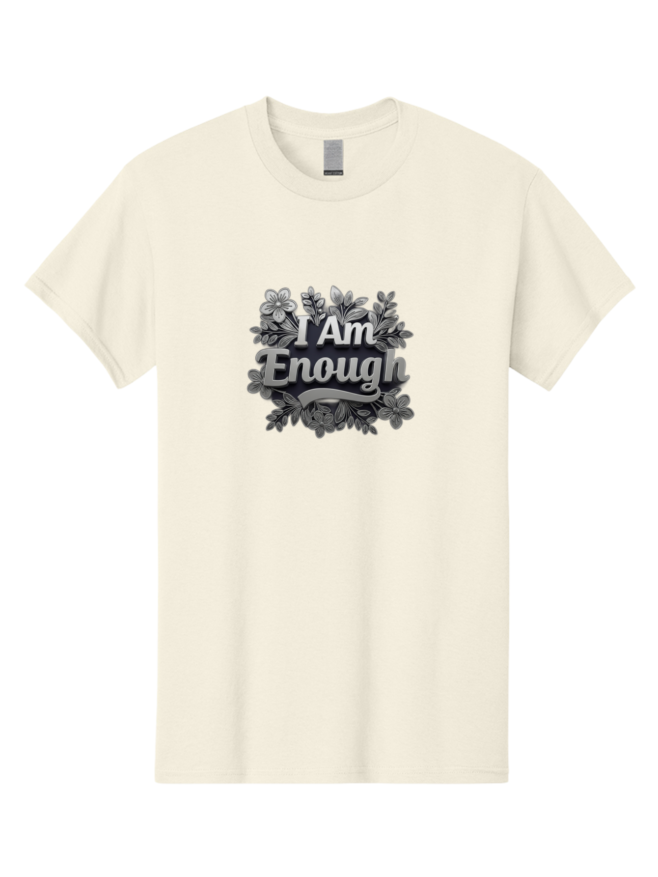 I-Am-Enough-4 Men'S Graphic Tee, 100% Cotton, Comfortable Casual Summer Wear, Machine Washable, Empowerment Quote, Floral Wreath, Inspirational Message, Self-Love Affirmation, Motivational Phrase, Confidence Booster, Positive Words Bae208