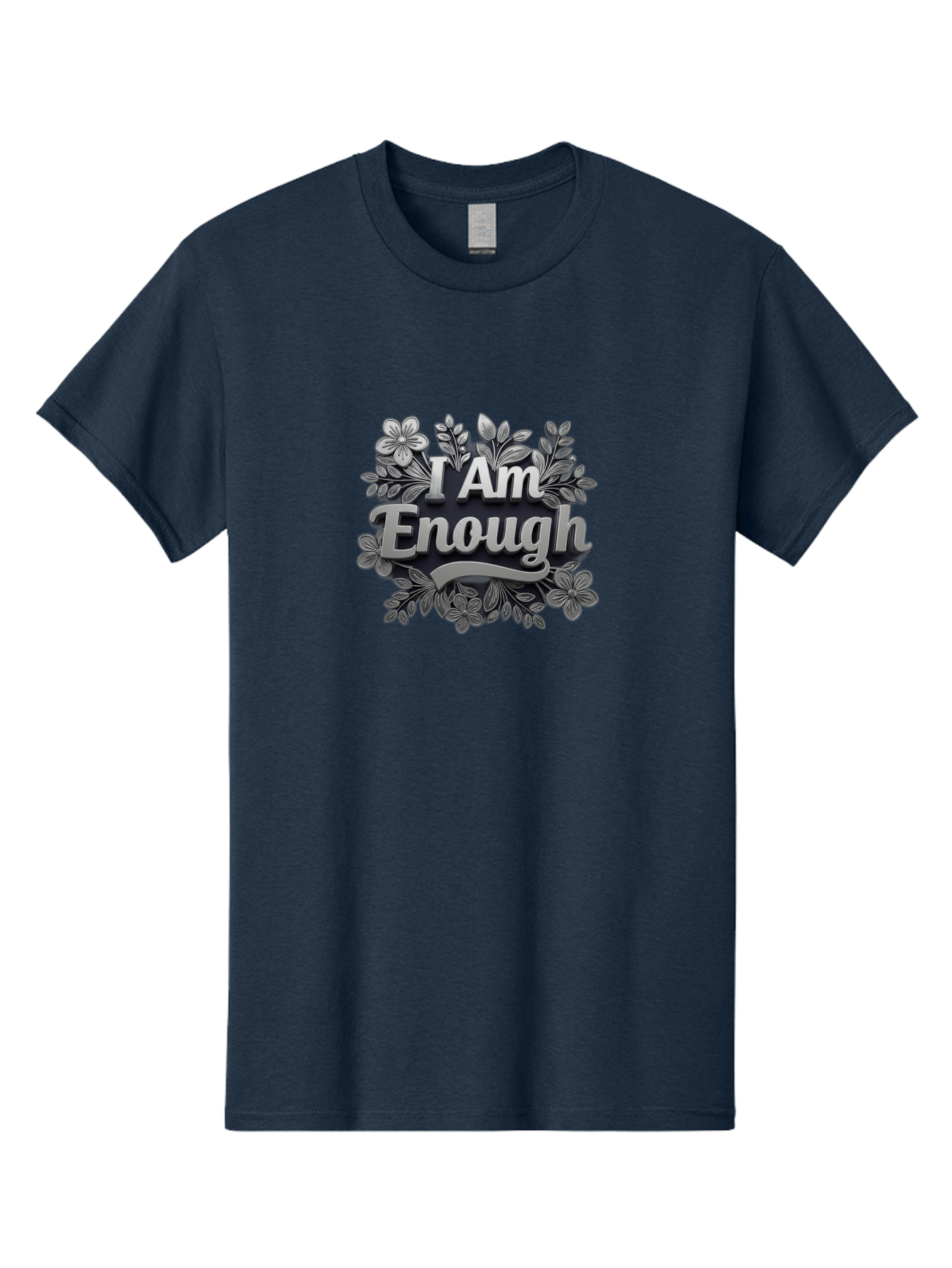 I-Am-Enough-4 Men'S Graphic Tee, 100% Cotton, Comfortable Casual Summer Wear, Machine Washable, Empowerment Quote, Floral Wreath, Inspirational Message, Self-Love Affirmation, Motivational Phrase, Confidence Booster, Positive Words Bae208