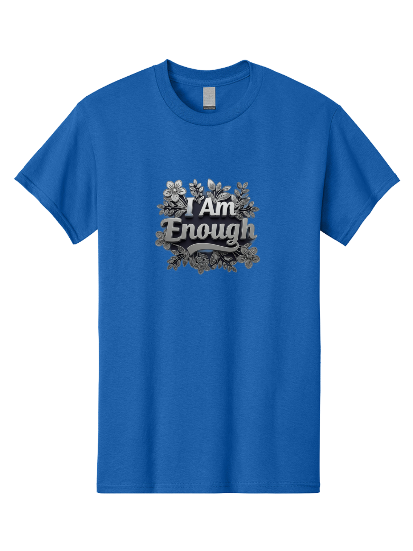 I-Am-Enough-4 Men'S Graphic Tee, 100% Cotton, Comfortable Casual Summer Wear, Machine Washable, Empowerment Quote, Floral Wreath, Inspirational Message, Self-Love Affirmation, Motivational Phrase, Confidence Booster, Positive Words Bae208