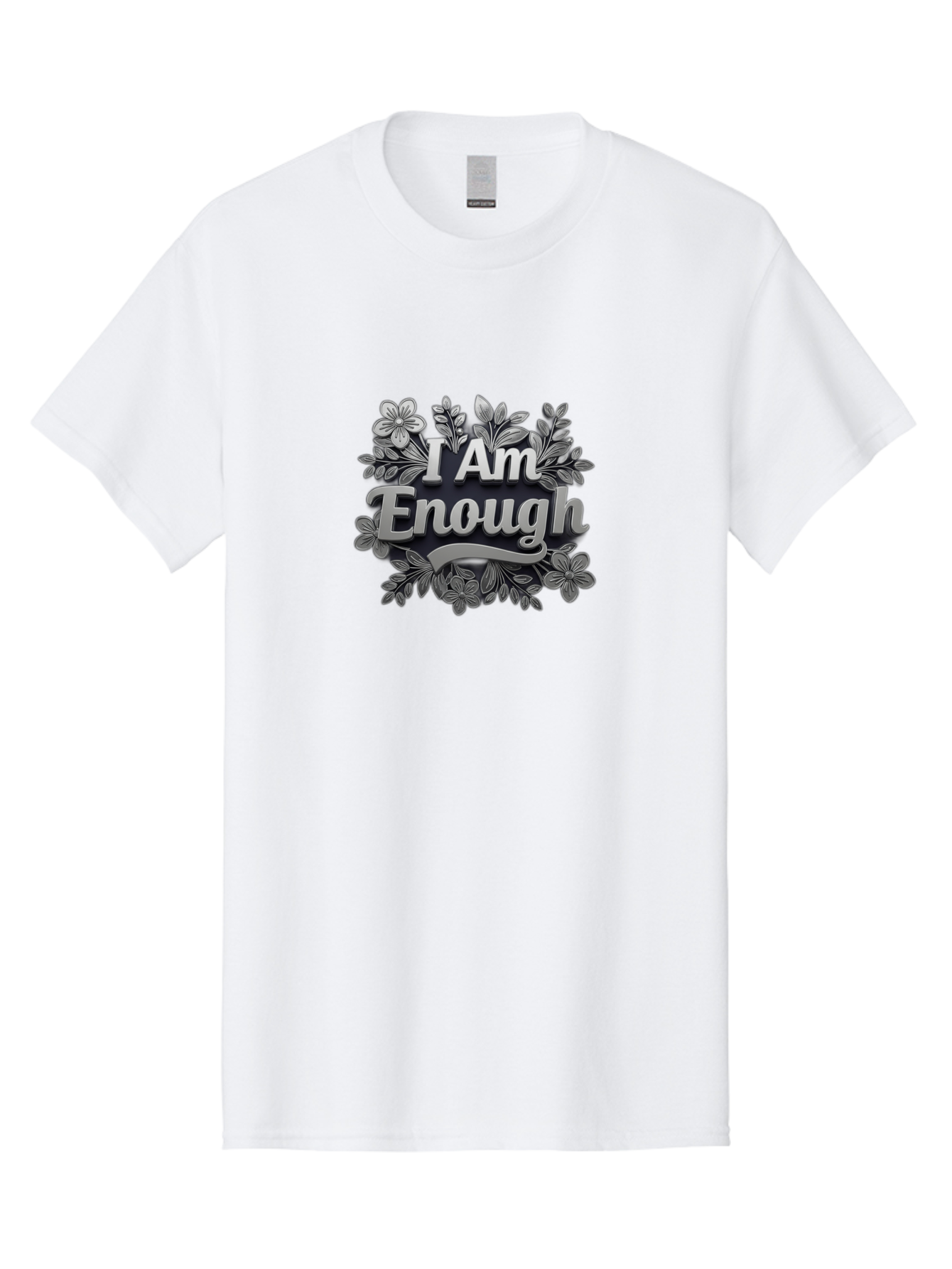 I-Am-Enough-4 Men'S Graphic Tee, 100% Cotton, Comfortable Casual Summer Wear, Machine Washable, Empowerment Quote, Floral Wreath, Inspirational Message, Self-Love Affirmation, Motivational Phrase, Confidence Booster, Positive Words Bae208