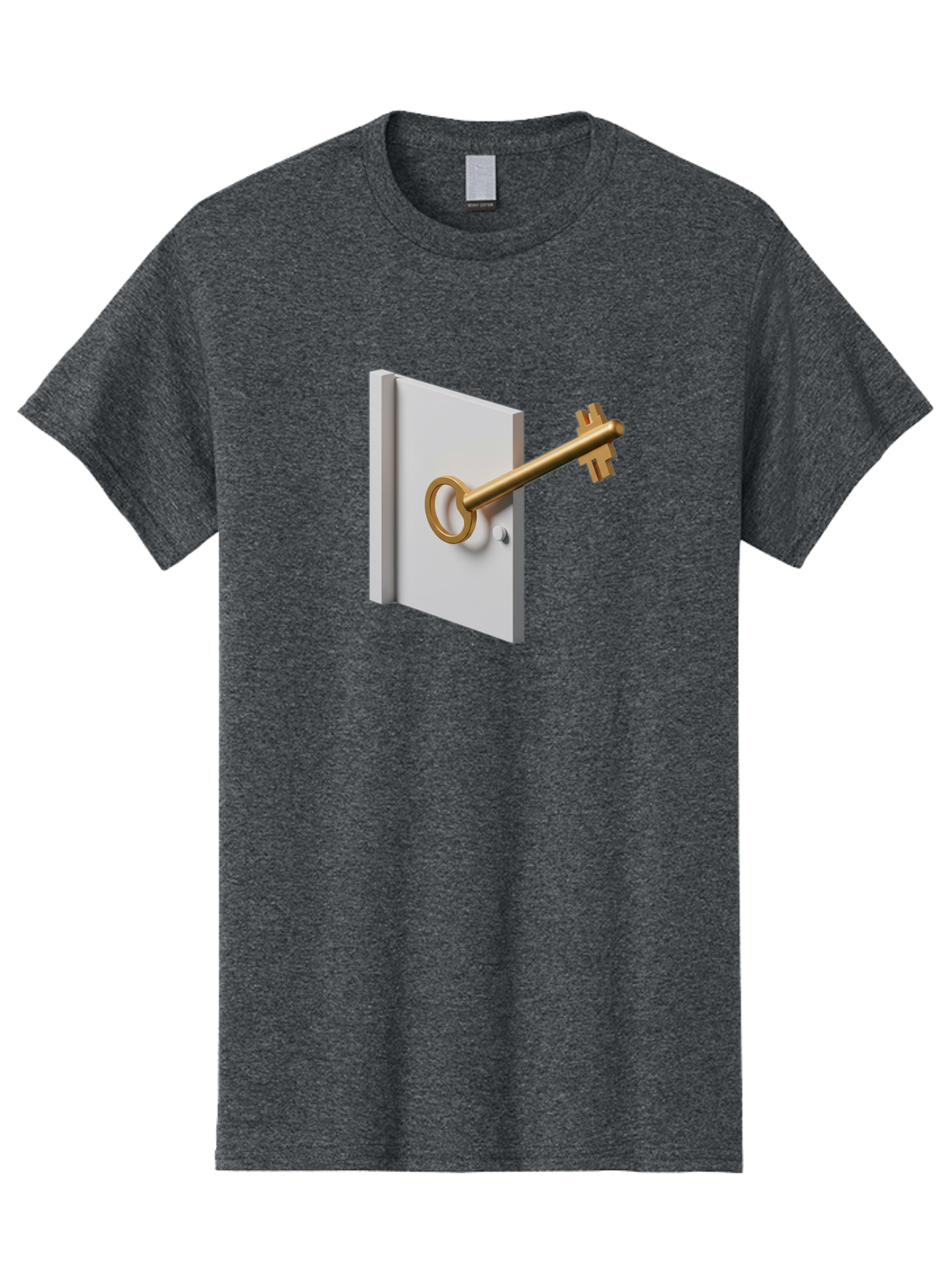 Key-In-Book Men'S Graphic Tee, 100% Cotton, Comfortable Casual Summer Wear, Machine Washable, Key In Door, Access Control, Security Solution, Locking Mechanism, Door Handle, 3D Rendering, Golden Key, White Door Bae213