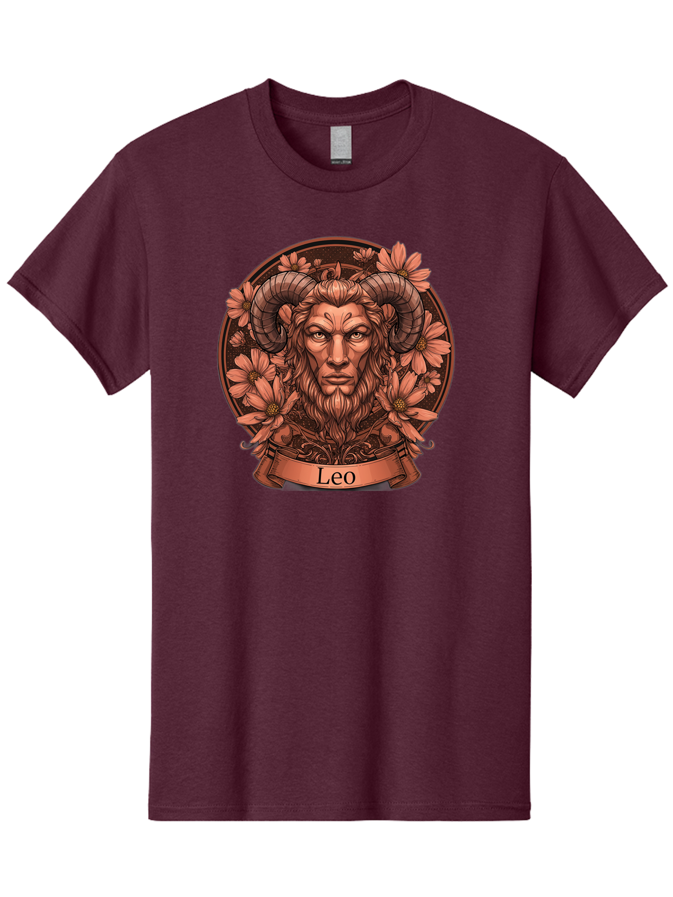 Leo-Zodiac Men'S Graphic Tee, 100% Cotton, Comfortable Casual Summer Wear, Machine Washable, Zodiac Sign, Astrological Symbol, Leo Horoscope, Mythical Creature, Floral Design, Ornate Illustration, Symbolic Representation, Mystical Art, Bae215