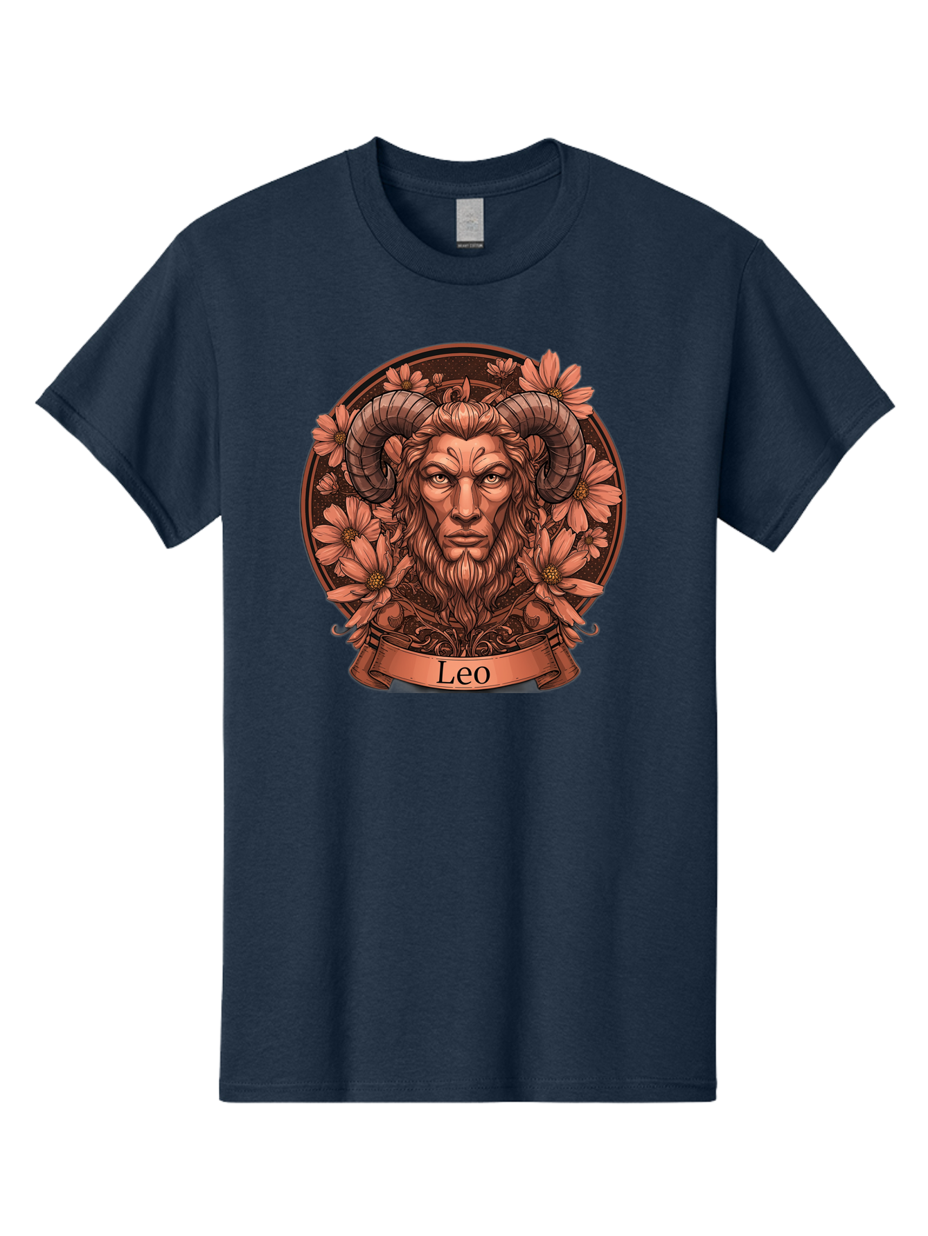 Leo-Zodiac Men'S Graphic Tee, 100% Cotton, Comfortable Casual Summer Wear, Machine Washable, Zodiac Sign, Astrological Symbol, Leo Horoscope, Mythical Creature, Floral Design, Ornate Illustration, Symbolic Representation, Mystical Art, Bae215